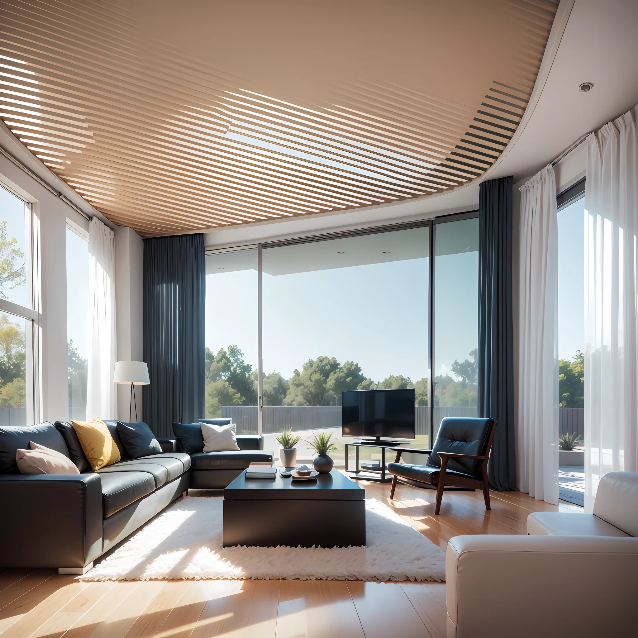 a rendering of a minimalist house, contemporary house, modern house, architectural render, realistic architecture, architectural visualization,, modern house, architecture render, award-winning render, architecture visualization, overall architectural design, high quality rendering, architectural 3 d render, interdimensional floor plan, architectural rendering, ultra modern, professional render, daylight, sunlight, realistic view, a view of a living room --auto --s2