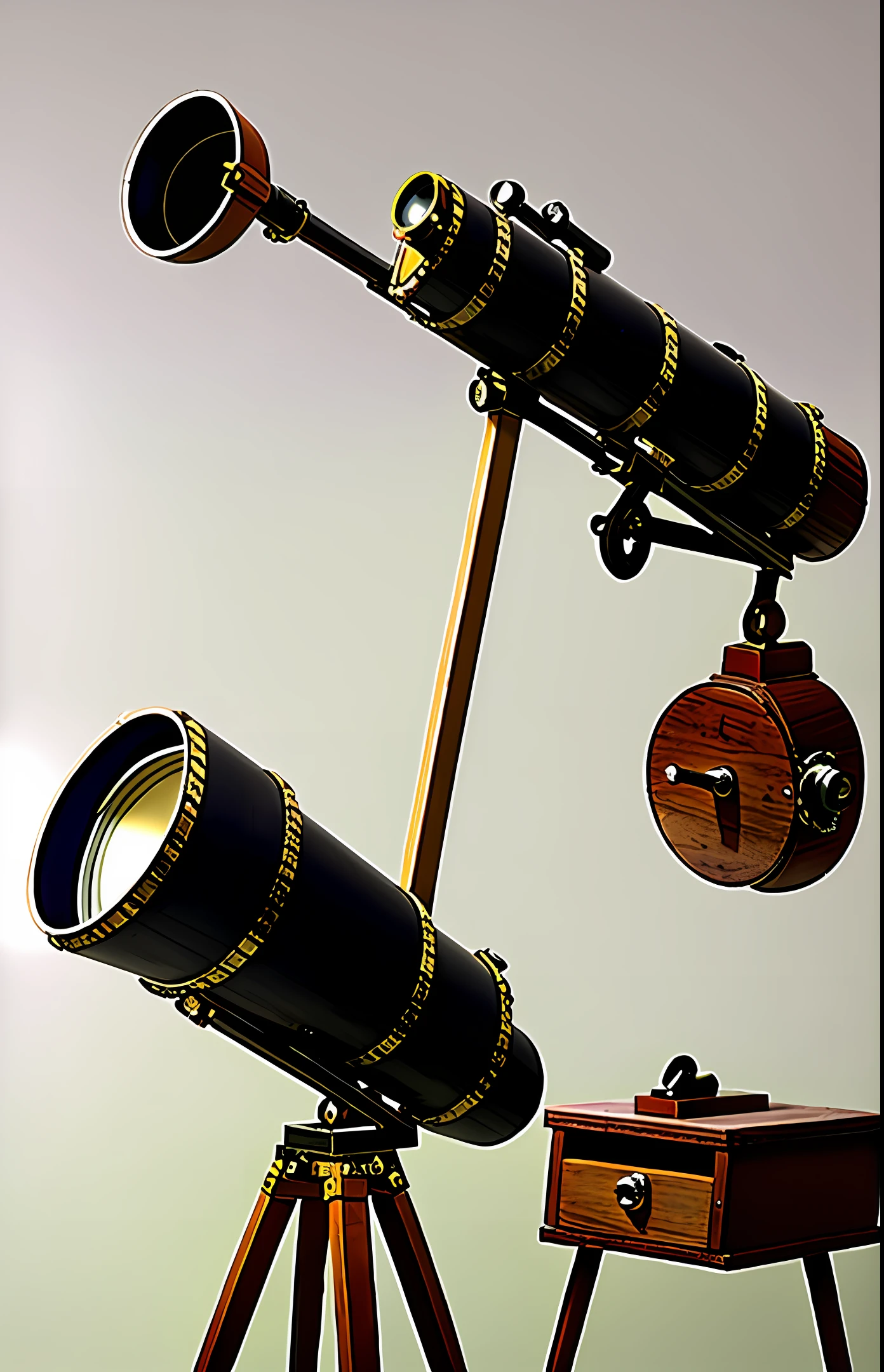 Create a lugo, oldfashion-style, based on a 70-year-old amateur astronomer and his homemade telescope