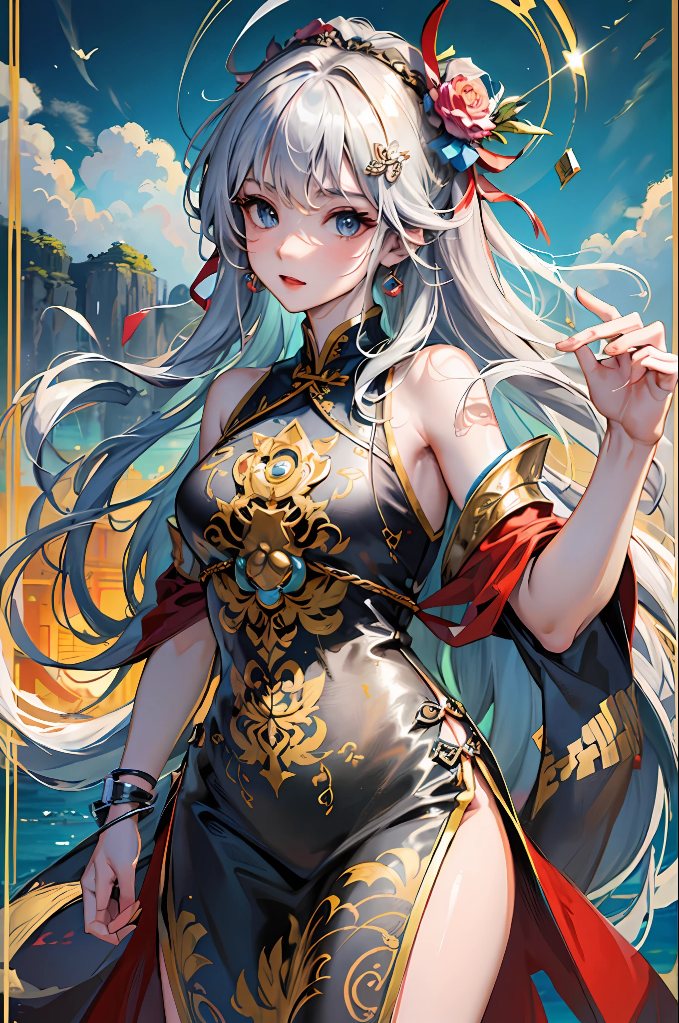 (8k Image, RAW:1.2),Best Quality, Ultra High Resolution,Stunning Angles,(Splash Color with Flowing Details), (Illustration),(((1 Man)))),(Long Hair), (Hair Accessories:1.4),Chinese Dress,(Bare Chest),Clear Ink Coloring,(Thin Waist:0.8) , Masterpiece, Best Quality, Beautiful Paint, High Detail, (Denoising:0.6), [Ink Splash], ((Refraction)), (Beautifully Detailed Skies), moon, high level, detail, (masterpiece, best quality, extreme detail CG Unity wallpaper 8k, masterpiece, best quality, special details),