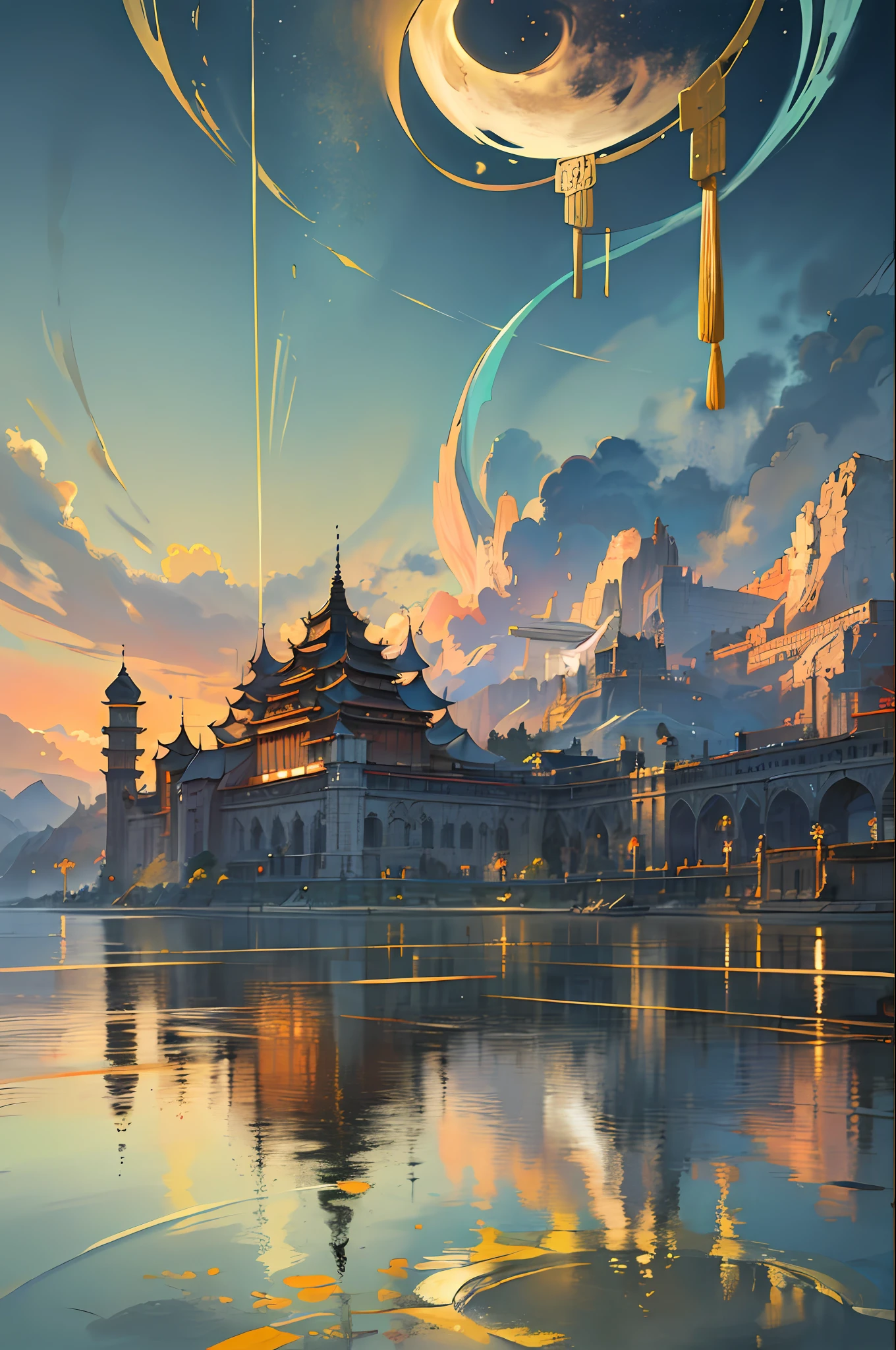 (8k Image, RAW:1.2),Best Quality, Ultra High Resolution,Stunning Angles,(Splash Color with Flowing Details), (Illustration),(((1 Man)))),(Long Hair), (Hair Accessories:1.4),Chinese Dress,(Bare Chest),Clear Ink Coloring,(Thin Waist:0.8) , Masterpiece, Best Quality, Beautiful Paint, High Detail, (Denoising:0.6), [Ink Splash], ((Refraction)), (Beautifully Detailed Skies), moon, high level, detail, (masterpiece, best quality, extreme detail CG Unity wallpaper 8k, masterpiece, best quality, special details),