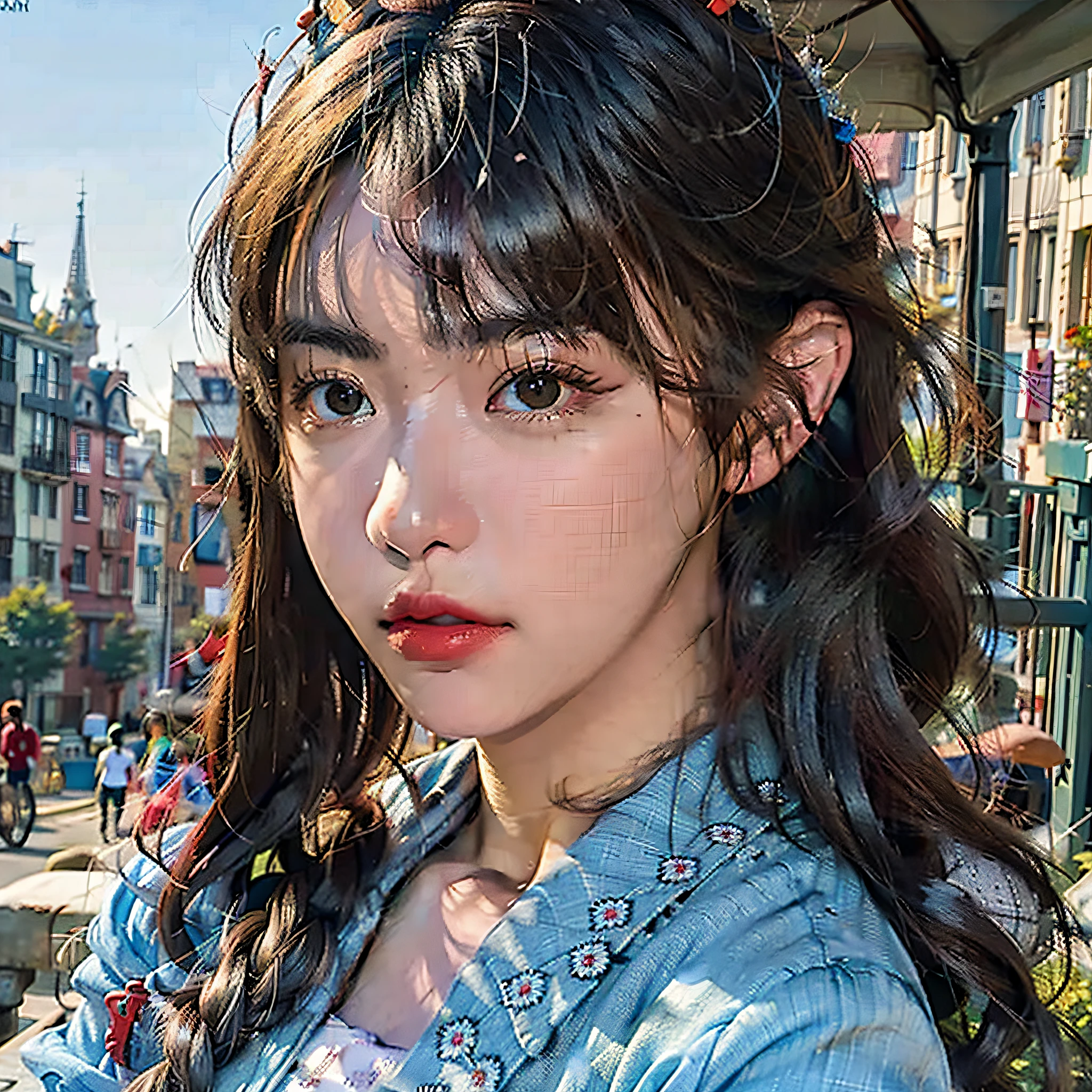 (8K, RAW Photo, Best Quality, Masterpiece: 1.2), (Realistic, Realistic: 1.37), 1 Girl, City Background, Avatar .50MM LENS
