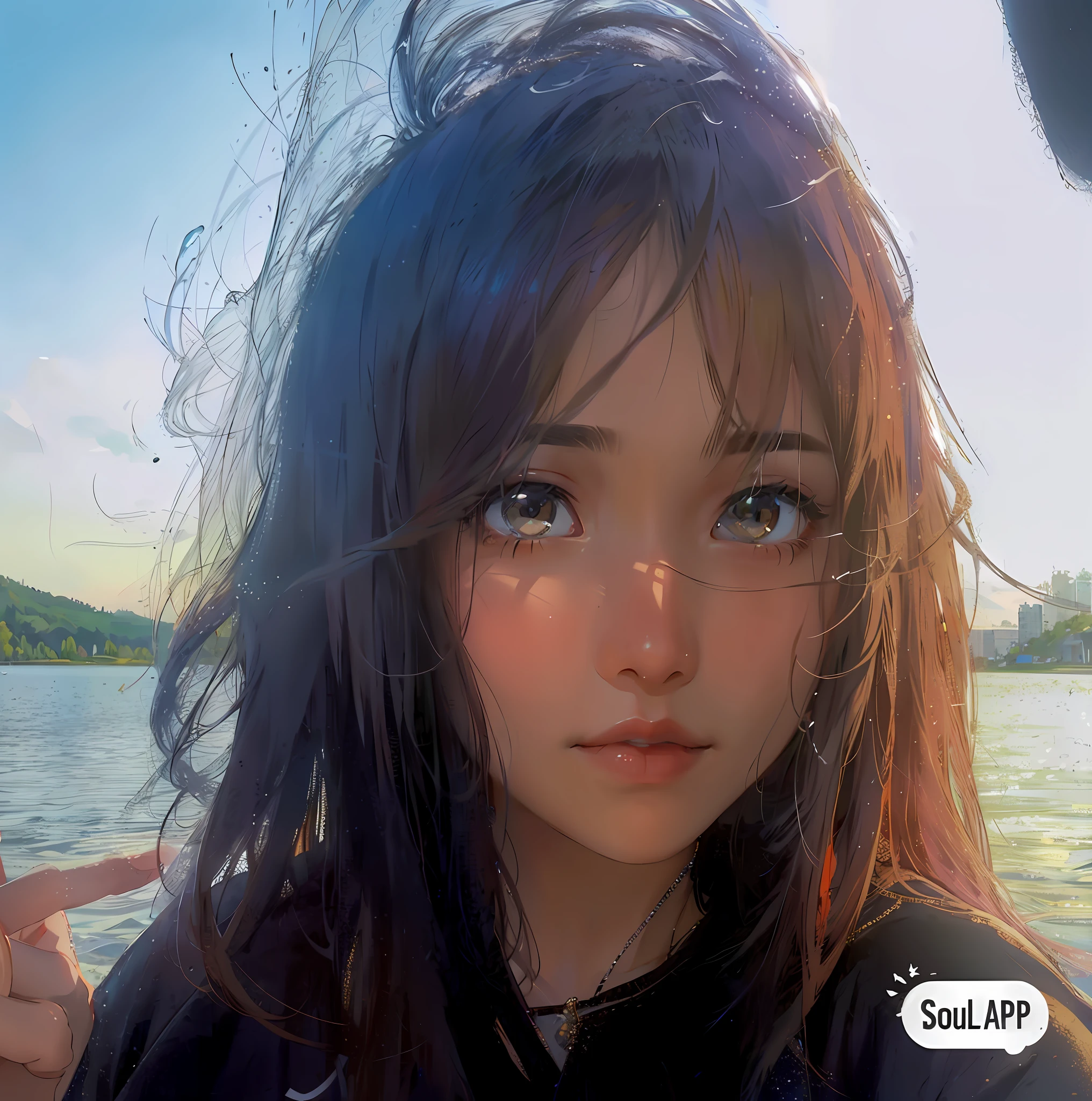 1 girl, calm expression, charming eyes, straight long hair, flowing skirt, calm posture, porcelain-like skin, subtle blush, crystal pendant BREAK Golden Hour, (Edge Lighting): 1.2, warm colors, sun flare, soft shadows, vivid colors, painting effects, fantastic atmosphere BREAK Scenic lakes, distant mountains, willows, calm water, reflections, sunlit clouds, tranquil atmosphere, idyllic sunsets, ultra-detailed, official art, Unified 8k wallpaper, zentangle, mandala, charming smile, good-looking hair accessories