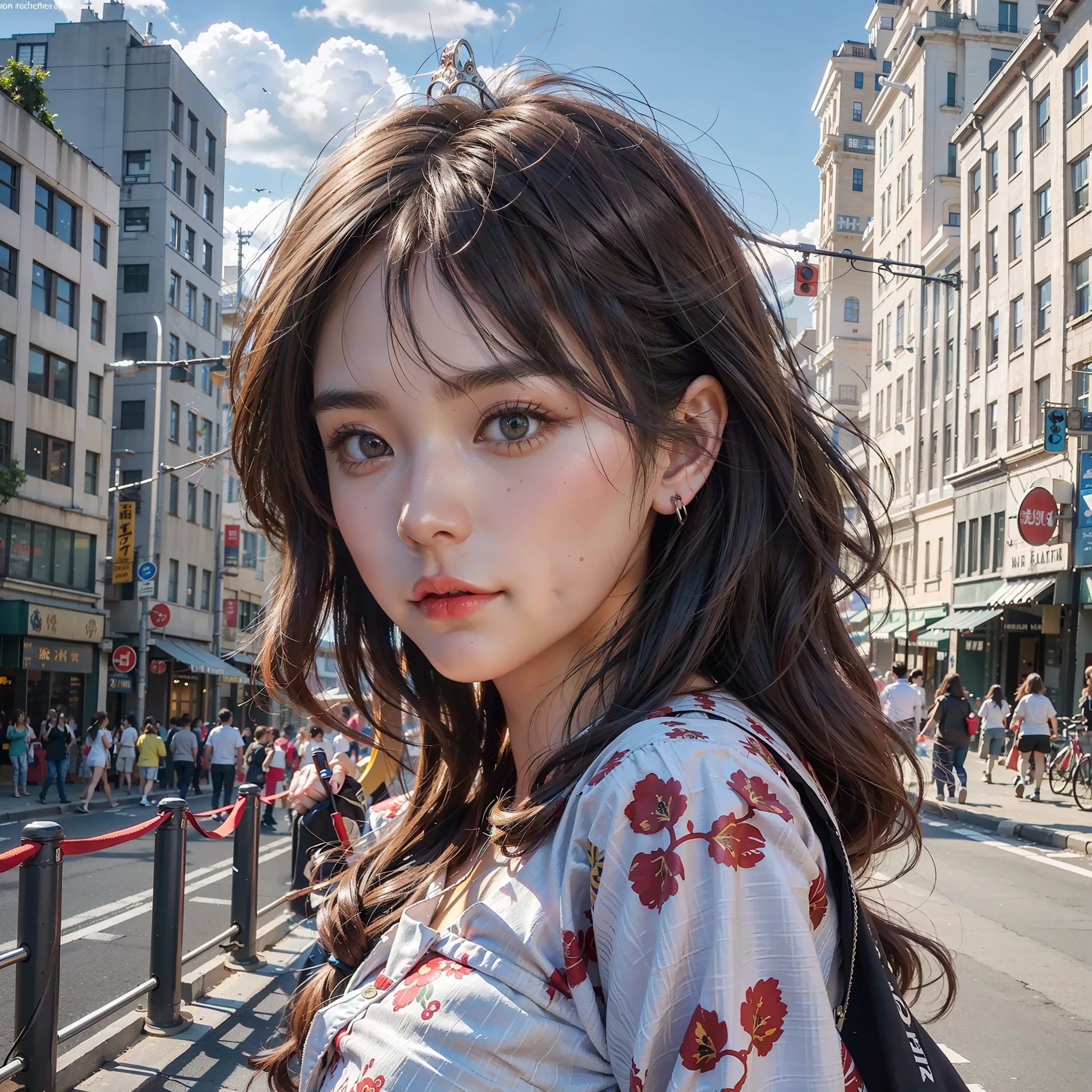 (8k, RAW photo, best quality, masterpiece: 1.2), (realistic, realistic: 1.37), 1 girl, city background, avatar shot.50MM lens, frontal shot