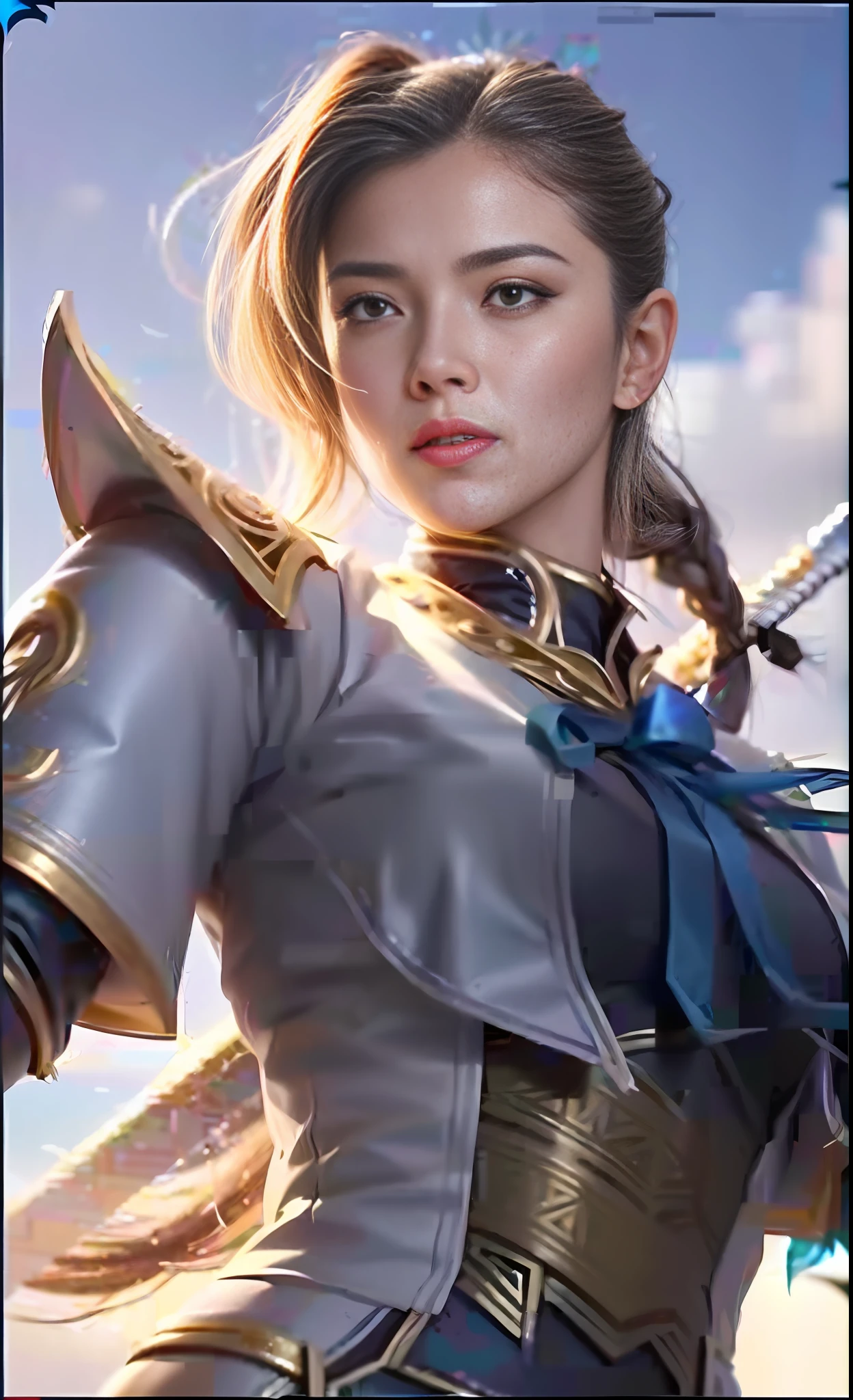 a close up of a woman with a sword in her hand, ashe, heise jinyao, valentina remenar, artgerm lau, astri lohne, extremely detailed artgerm, ruan jia and artgerm, kda, artgerm jsc, stanley artgerm lau, artgerm detailed