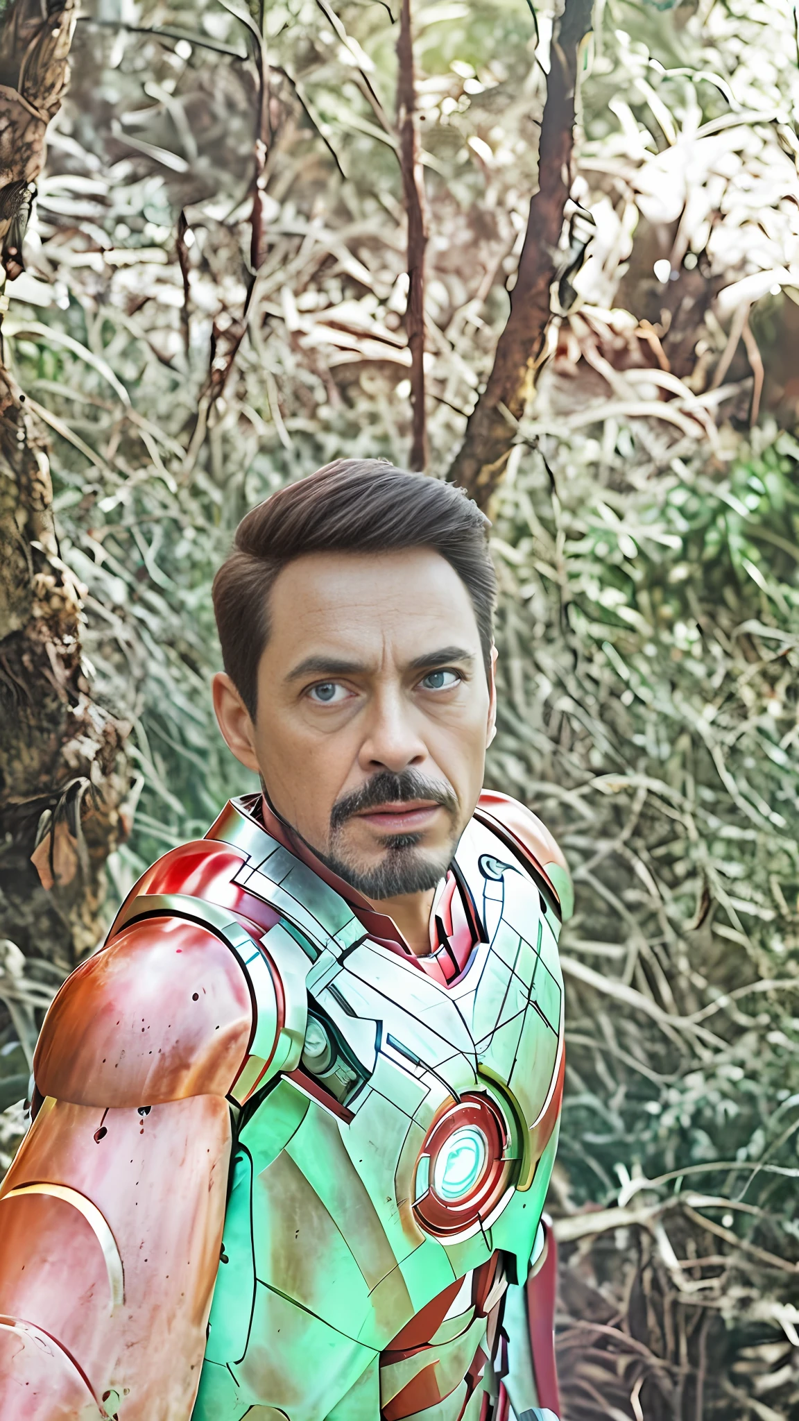 Iron man armor, szuis eyes. Red hair, redmetal color, realistic, 4k, hd, marvel style studios