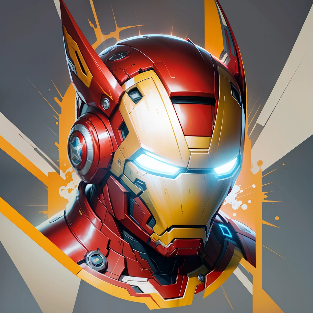 marvel, iron man, Sticker, Energetic, Primary Color, Vintage, Contour, Vector, White Background, Detailed --auto --s2