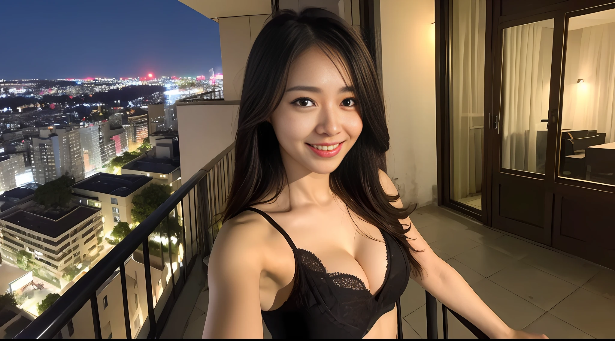 21:42:25
((Best Quality, 8K, Masterpiece: 1.3)), Selfie, Sharp Focus: 1.2, Cute Beauty with Perfect Figure: 1.4, Slim Big Breasts: 1.2, ((Brown Black, Big Breasts: 1.2)), (, Happy Expression, Standing: 1.2), ((Night view of the rainy city, Simple balcony: 1.3 Made with female main focus)), Highly detailed facial and skin texture, detailed eyes, double eyelids, bandeau lace, smile.