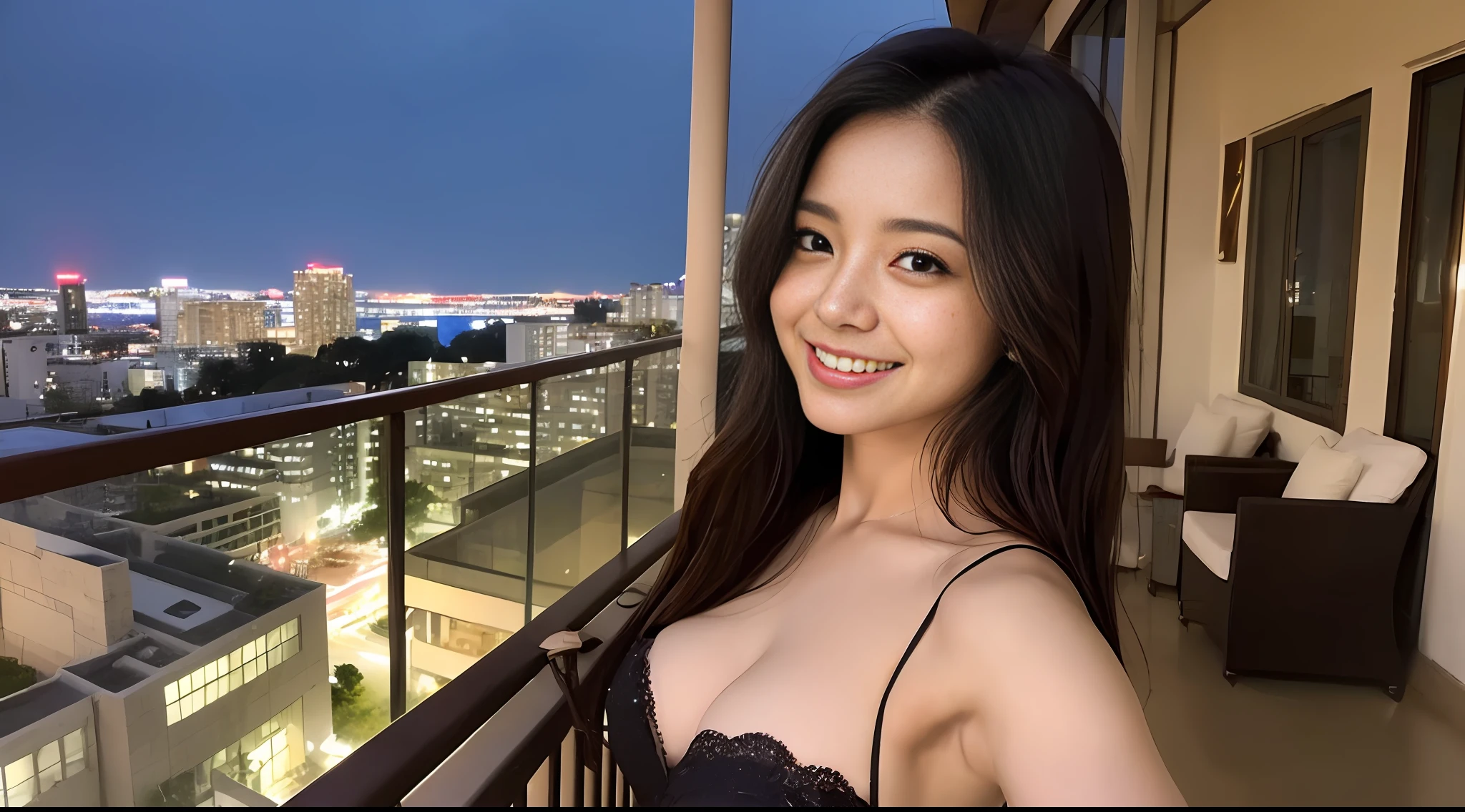 21:42:25
((Best Quality, 8K, Masterpiece: 1.3)), Selfie, Sharp Focus: 1.2, Cute Beauty with Perfect Figure: 1.4, Slim Big Breasts: 1.2, ((Brown Black, Big Breasts: 1.2)), (, Happy Expression, Standing: 1.2), ((Night view of the rainy city, Simple balcony: 1.3 Made with female main focus)), Highly detailed facial and skin texture, detailed eyes, double eyelids, bandeau lace, smile.