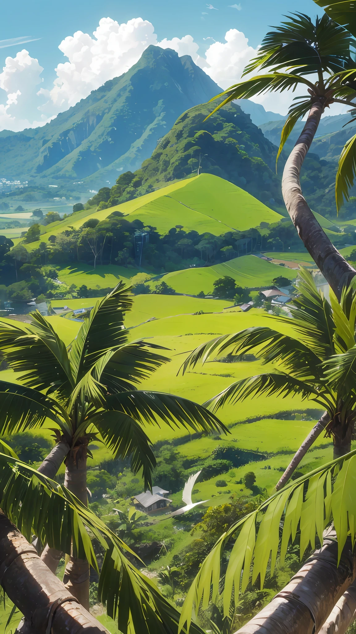 “Create a captivating image in a vibrant and dynamic style that represents the essence of Jamaica. In the center of the image, depict a lush tropical forest with towering trees, alongside fields of swaying sugar cane. Use a rich color palette, incorporating deep greens for the forest and vibrant shades of green for the sugar cane, capturing the diverse and abundant nature of the Jamaican landscape. To enhance the depiction of the sugar cane fields, include workers tending to the crops, showcasing the agricultural significance of sugar cane in Jamaica’s history and economy. Emphasize the tall stalks and vibrant green color of the sugar cane, bringing them to life in the composition. Integrate the lively and colorful birdlife found in Jamaican forests. Illustrate native birds such as the Jamaican Tody or the Red-billed Streamertail, known as the national bird of Jamaica. These birds, with their vibrant plumage and unique characteristics, add an element of beauty and enchantment to the image. In the background, capture the majestic Blue Mountains, their misty peaks rising in the distance. These mountains are not only a stunning natural feature of Jamaica but also contribute to the ideal conditions for growing coffee. Incorporate subtle elements that represent the coffee industry, such as coffee plants or a small coffee bean illustration. To add a touch of Jamaican culture, include individuals engaging in activities that reflect the island’s spirit, such as playing reggae music, dancing, or enjoying the vibrant local cuisine. Ensure that the composition portrays depth and movement, with birds soaring through the air, leaves rustling in the wind, and the warm glow of sunlight filtering through the forest canopy. This will create a sense of energy and immersion in the --auto --s2