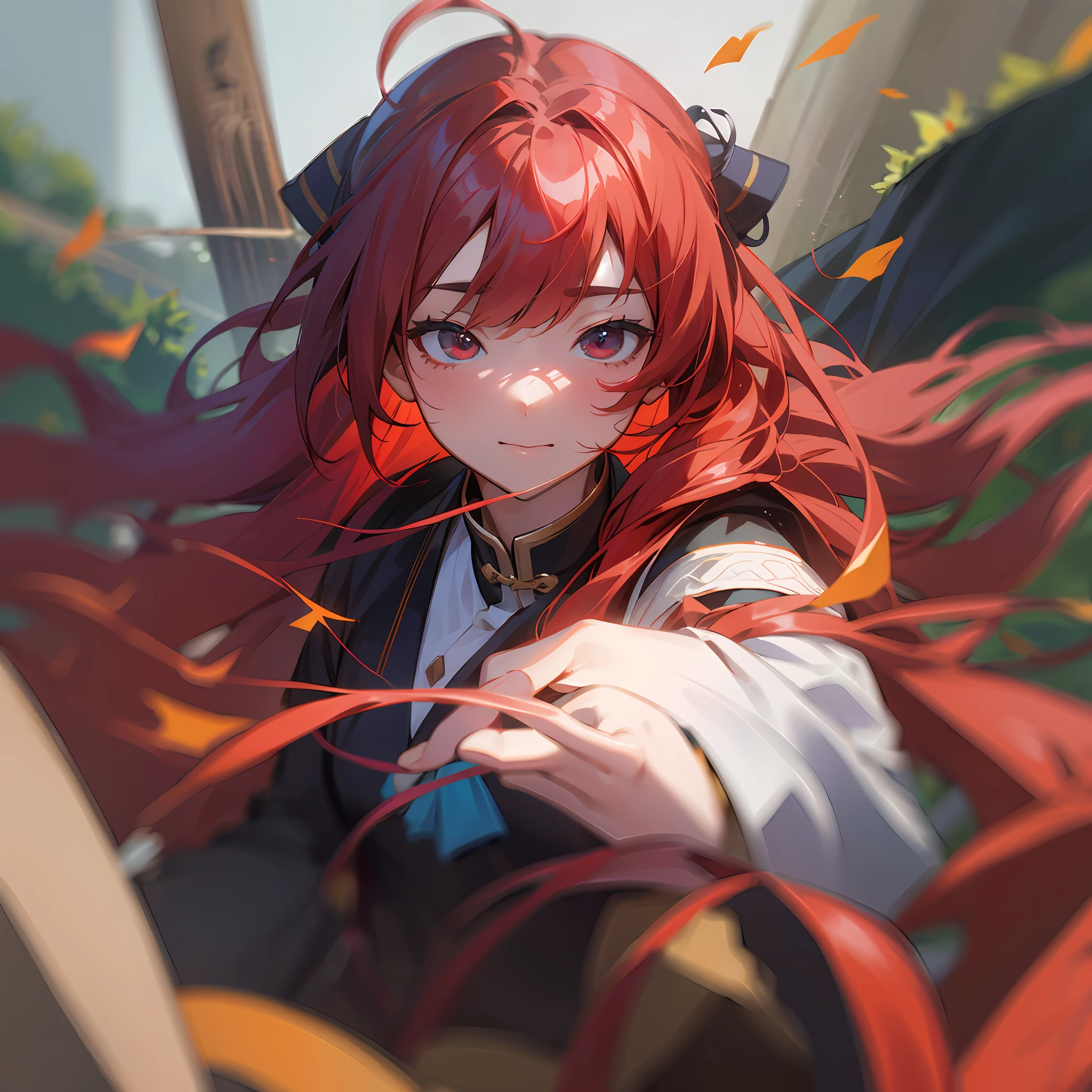 塞尔达传说露珠,long hair, red hair, high detail, depth of field, UHD, 16K --auto --s2