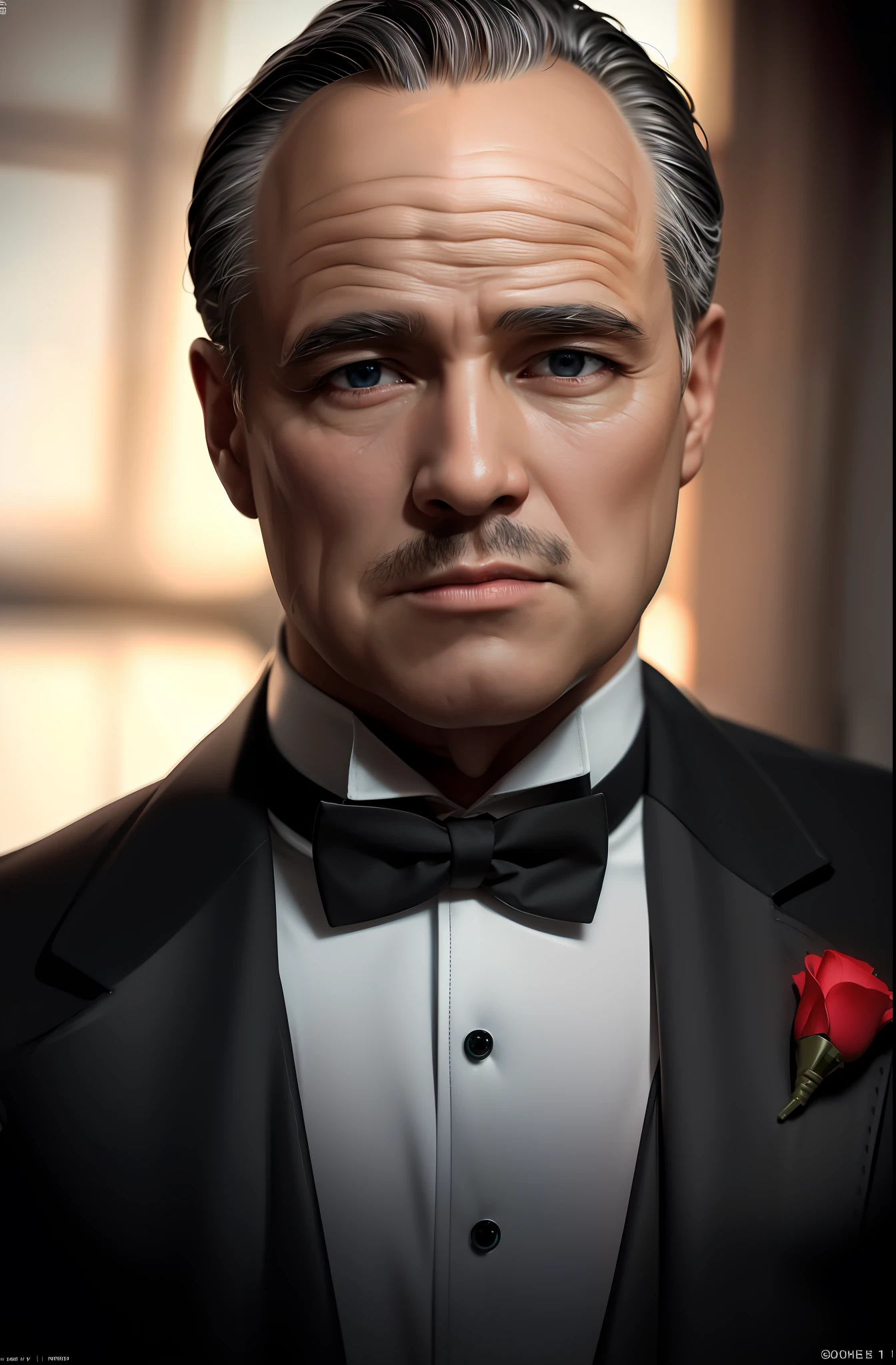 Sitting on chair, in dark room,
Black_suit,Black_jacket,shirt,tuxedo,red_Rose in his lapel, (Close-Up:1.0),(face_focus:1.0),(upper_body),
pubic_hair,bowtie, blue_eyes, brown watch,
1 old_Man, 50yo,male,looking at viewer,(closed mouth:1.0),
NSFW,official art,extremely detailed CG unity 8k wallpaper, perfect lighting,Colorful, Bright_Front_face_Lighting,
(masterpiece:1.0),(best_quality:1.0), ultra high res,4K,ultra-detailed,
photography, 8K, HDR, highres, absurdres:1.2, Kodak portra 400, film grain, blurry background, bokeh:1.2, lens flare, (vibrant_color:1.2)