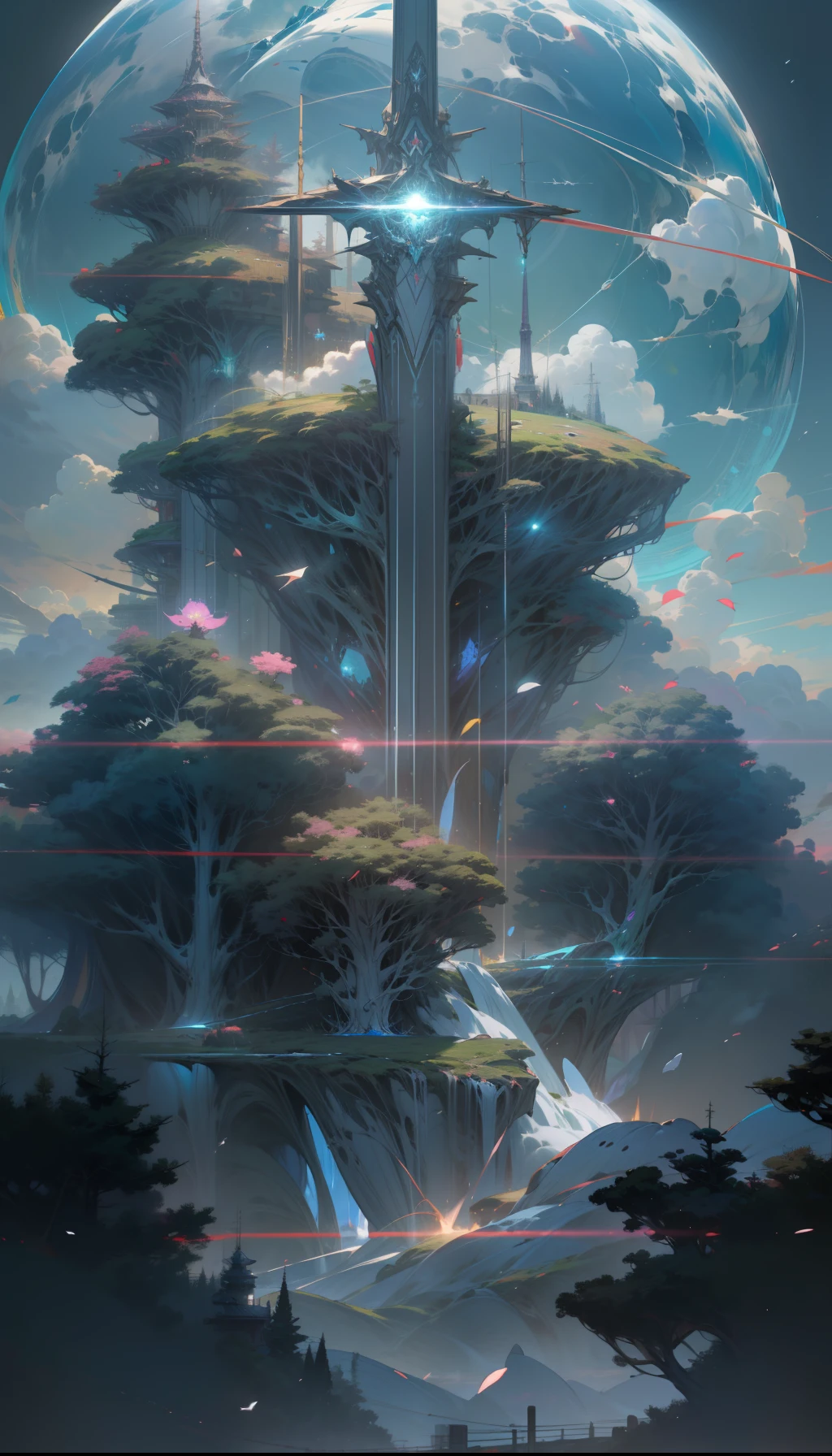 Sky, Clouds, holding_weapon, no_humans, Glow, giant_ trees , cyberpunk_Architecture, "sky, cloud, glowing, big trees , building, cybernetic _trees, tree_mech, sci-fi, cityscape, realistic, mechanical" Science Fiction, Cities, Rendered in Octane, hyper realistic, 8k, epic composition, cinematic, octane render, artstation landscape vista photography by Carr Clifton & Galen Rowell, 16K resolution, Landscape veduta photo by Dustin Lefevre & tdraw, 8k resolution, detailed landscape painting by Ivan Shishkin, DeviantArt, Flickr, rendered in Enscape, Miyazaki, Nausicaa Ghibli, Breath of The Wild,,trending in artstation, cgsociety, 8k post-processing highly detailed,Junji Murakami, Mucha Klimt, Sharandula, Hiroshi Yoshida, Tom Bagshaw, Ross Tran, Artgerm,Craig Mullins,dramatic,Junji Murakami, moody lighting rendered by octane engine,characters 8K symmetrical arstation, cape,cinematic lighting, intricate details, 8k detail post processing, hyperealistic, octane rend, Zdzisław Beksiński style, ar 2:3 Reality Reality --auto --s2