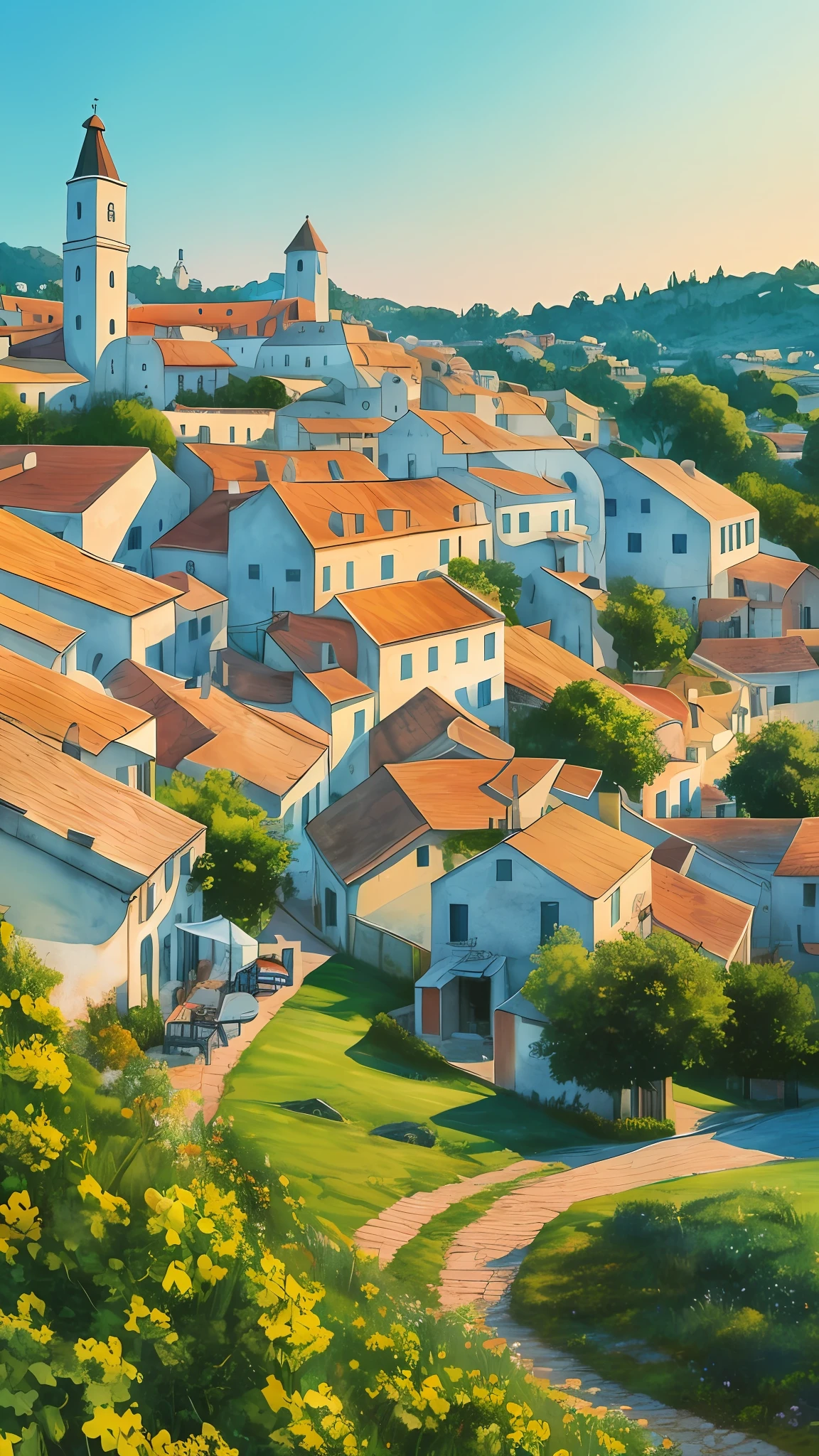 illustration:10, masterpiece,best quality,Alberobello town, relaxing scenes forest light relaxing colours 32k uhd not art image realstatice image with clearity streetslora:watercolorStylev10:035EasyNegative --auto --s2
