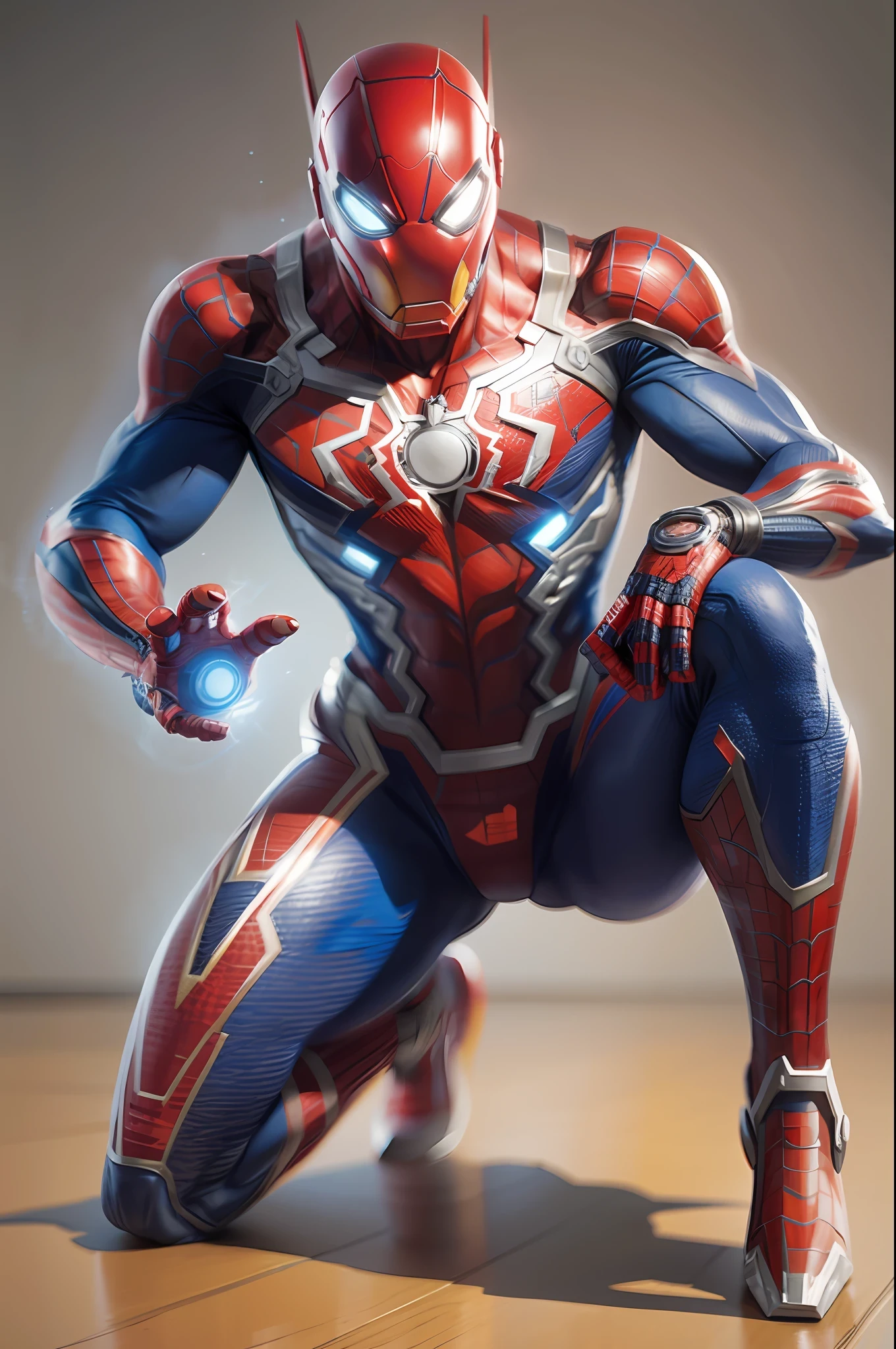 fusion of Ironman and Spiderman fusion character design, full body, legs, full body, concept art, high details, maximum details, 8k, 36k, realistic, photorealistic, HDR, highly detailed --auto --s2
