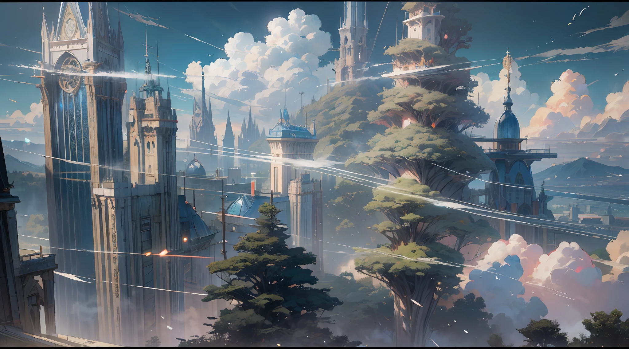 Sky, Clouds, holding_weapon, no_humans, Glow, giant_ trees , cyberpunk_Architecture, "sky, cloud, glowing, big trees , building, cybernetic _trees, tree_mech, sci-fi, cityscape, realistic, mechanical" Science Fiction, Cities, Rendered in Octane, hyper realistic, 8k, epic composition, cinematic, octane render, artstation landscape vista photography by Carr Clifton & Galen Rowell, 16K resolution, Landscape veduta photo by Dustin Lefevre & tdraw, 8k resolution, detailed landscape painting by Ivan Shishkin, DeviantArt, Flickr, rendered in Enscape, Miyazaki, Nausicaa Ghibli, Breath of The Wild,,trending in artstation, cgsociety, 8k post-processing highly detailed,Junji Murakami, Mucha Klimt, Sharandula, Hiroshi Yoshida, Tom Bagshaw, Ross Tran, Artgerm,Craig Mullins,dramatic,Junji Murakami, moody lighting rendered by octane engine,characters 8K symmetrical arstation, cape,cinematic lighting, intricate details, 8k detail post processing, hyperealistic, octane rend, Zdzisław Beksiński style, ar 2:3 Reality Reality --auto --s2