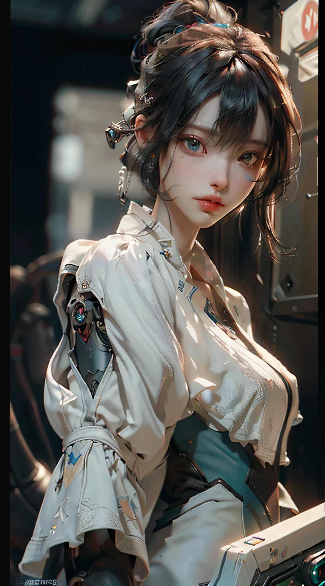 ((Best quality)), ((masterpiece)), (detailed:1.4), 3D, an image of a beautiful cyberpunk female,HDR (High Dynamic Range),Ray Tracing,NVIDIA RTX,Super-Resolution,Unreal 5,Subsurface scattering,PBR Texturing,Post-processing,Anisotropic Filtering,Depth-of-field,Maximum clarity and sharpness,Multi-layered textures,Albedo and Specular maps,Surface shading,Accurate simulation of light-material interaction,Perfect proportions,Octane Render,Two-tone lighting,Wide aperture,Low ISO,White balance,Rule of thirds,8K RAW,