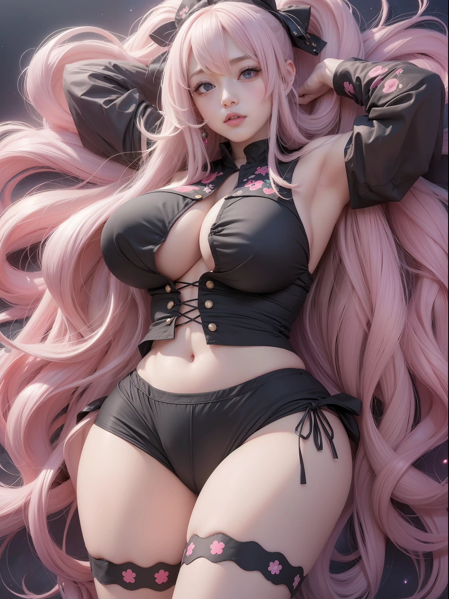 anime girl with absolutely beautiful long hair, sexy bikini, anime moe artstyle, cute anime girl, cute anime girl portrait, pretty anime girl, portrait of cute anime girl, kawaii realistic portrait, anime visual of a cute girl, cute anime girl portraits, portrait anime girl, anime style portrait, beautiful anime girl, full body, smile, (huge boobs:1.5), navel, thin waist, (big hip), Thighs, from bellow