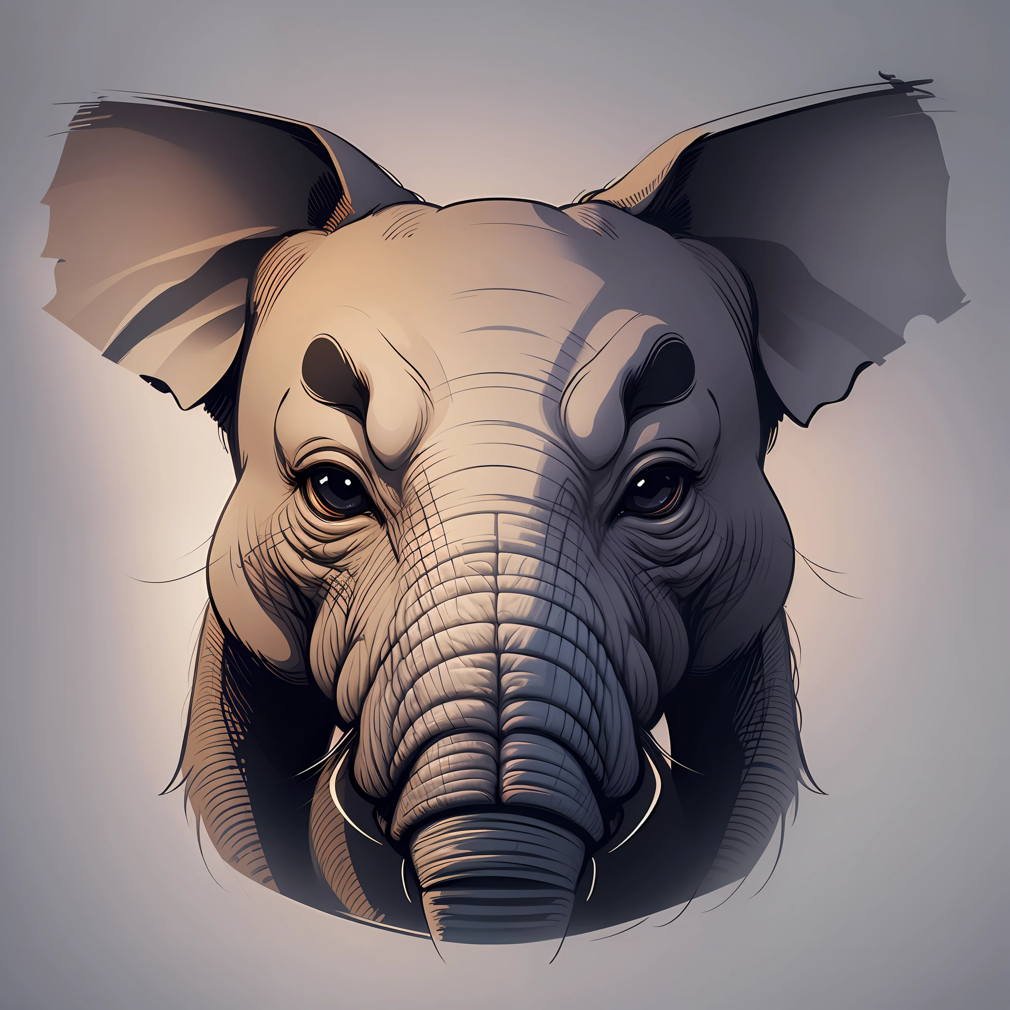 create vector logo, elephant front face, outlined --auto --s2