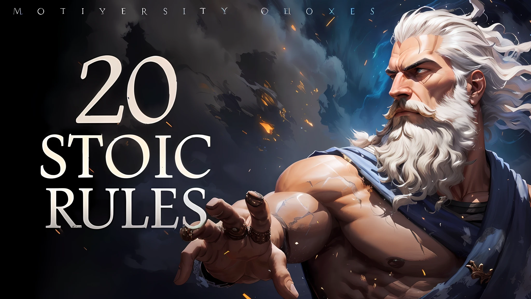 a painting of a man with a beard and a beard in a pose, epic scene of zeus, furious god zeus, greek myth digital painting, stoic, epic exquisite character art, classic greek mythology, iconic character splash art, greek mythology characters, roll20, roll 2 0, the god zeus, epic character art, greek gods, stoic pose --auto --s2