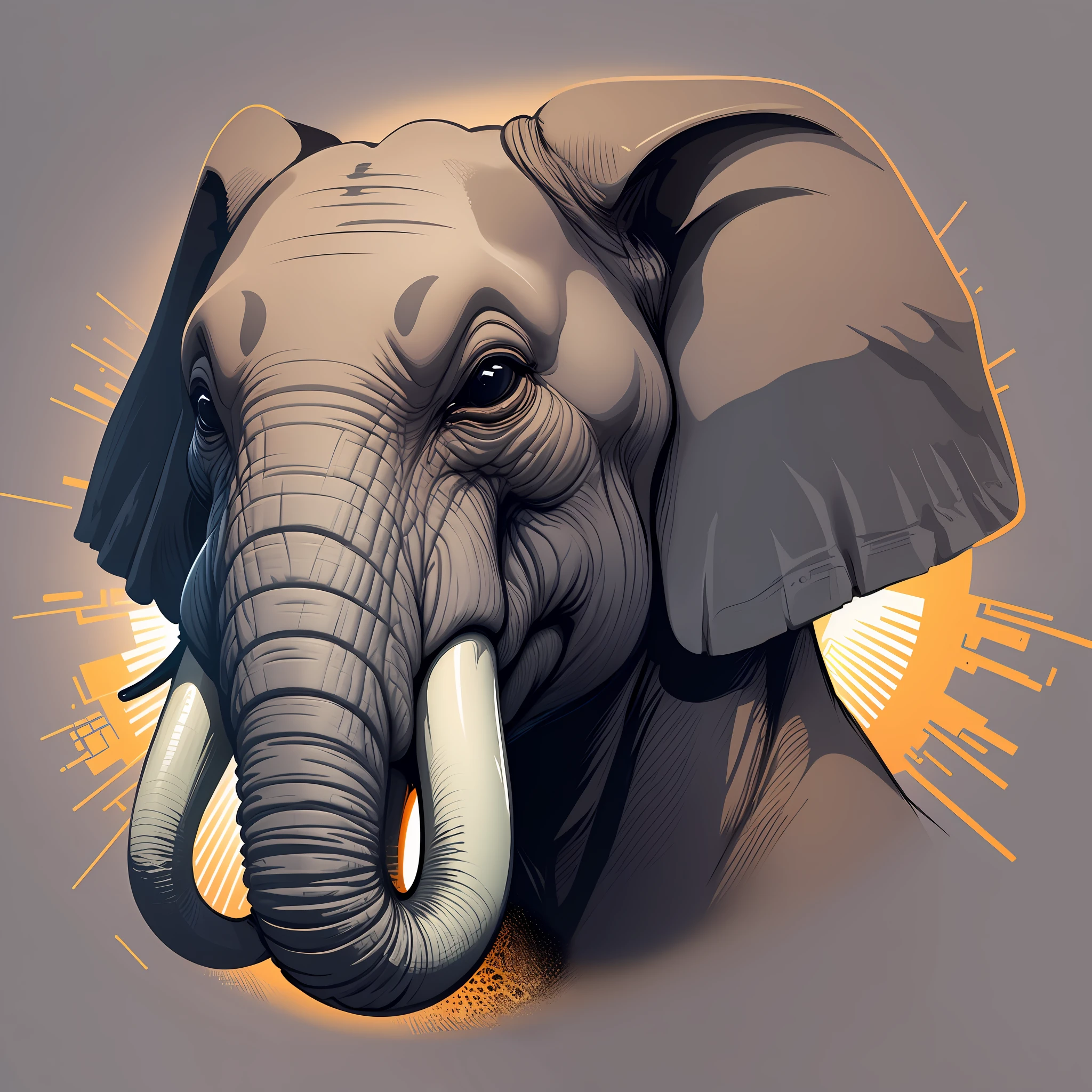 create vector logo, elephant front face, outlined --auto --s2