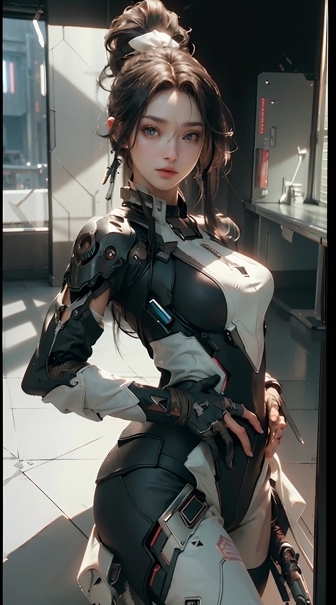 ((Best quality)), ((masterpiece)), (detailed:1.4), 3D, an image of a beautiful cyberpunk female,HDR (High Dynamic Range),Ray Tracing,NVIDIA RTX,Super-Resolution,Unreal 5,Subsurface scattering,PBR Texturing,Post-processing,Anisotropic Filtering,Depth-of-field,Maximum clarity and sharpness,Multi-layered textures,Albedo and Specular maps,Surface shading,Accurate simulation of light-material interaction,Perfect proportions,Octane Render,Two-tone lighting,Wide aperture,Low ISO,White balance,Rule of thirds,8K RAW,