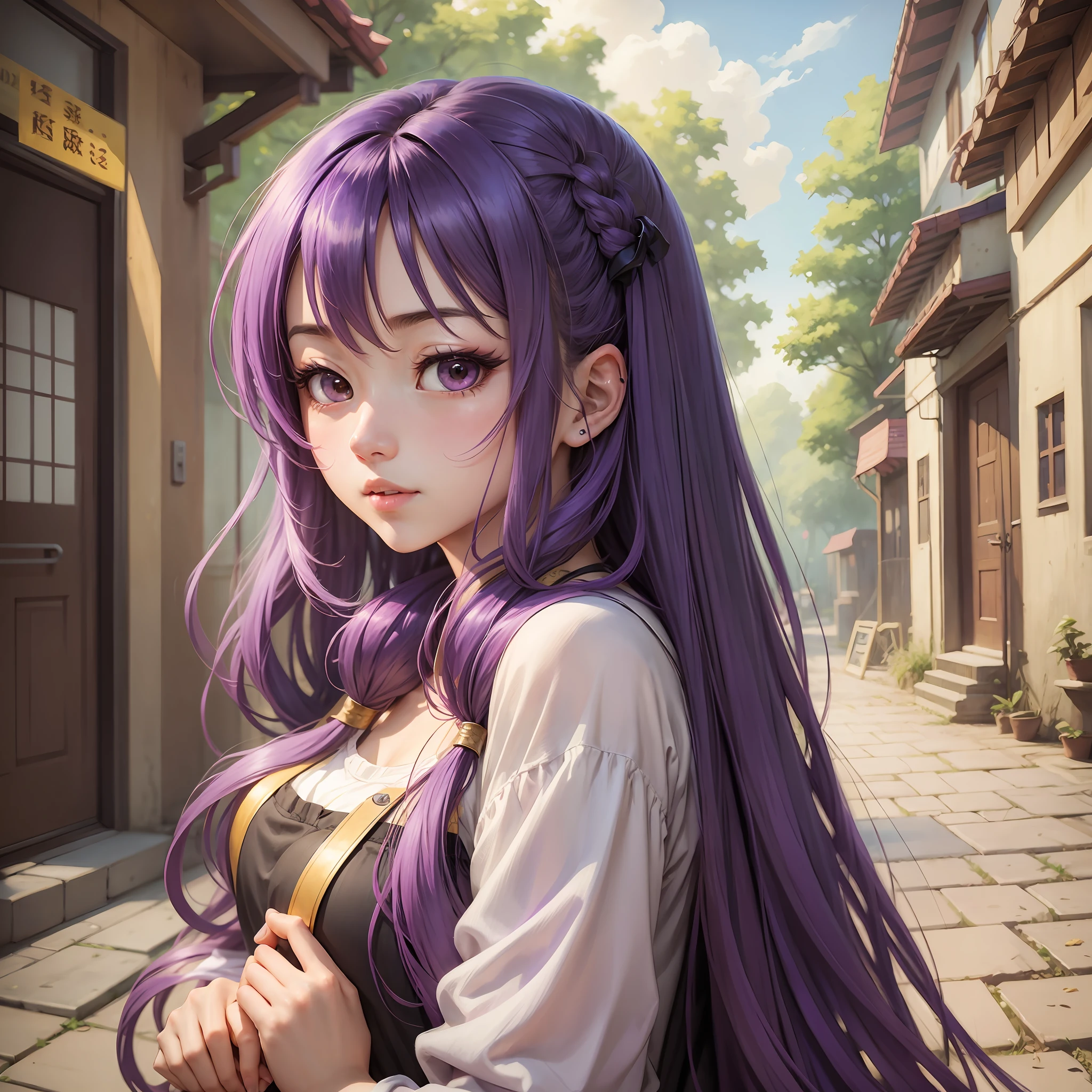 Purple long hair, female, Ah Wei wife, cute, anime --auto --s2