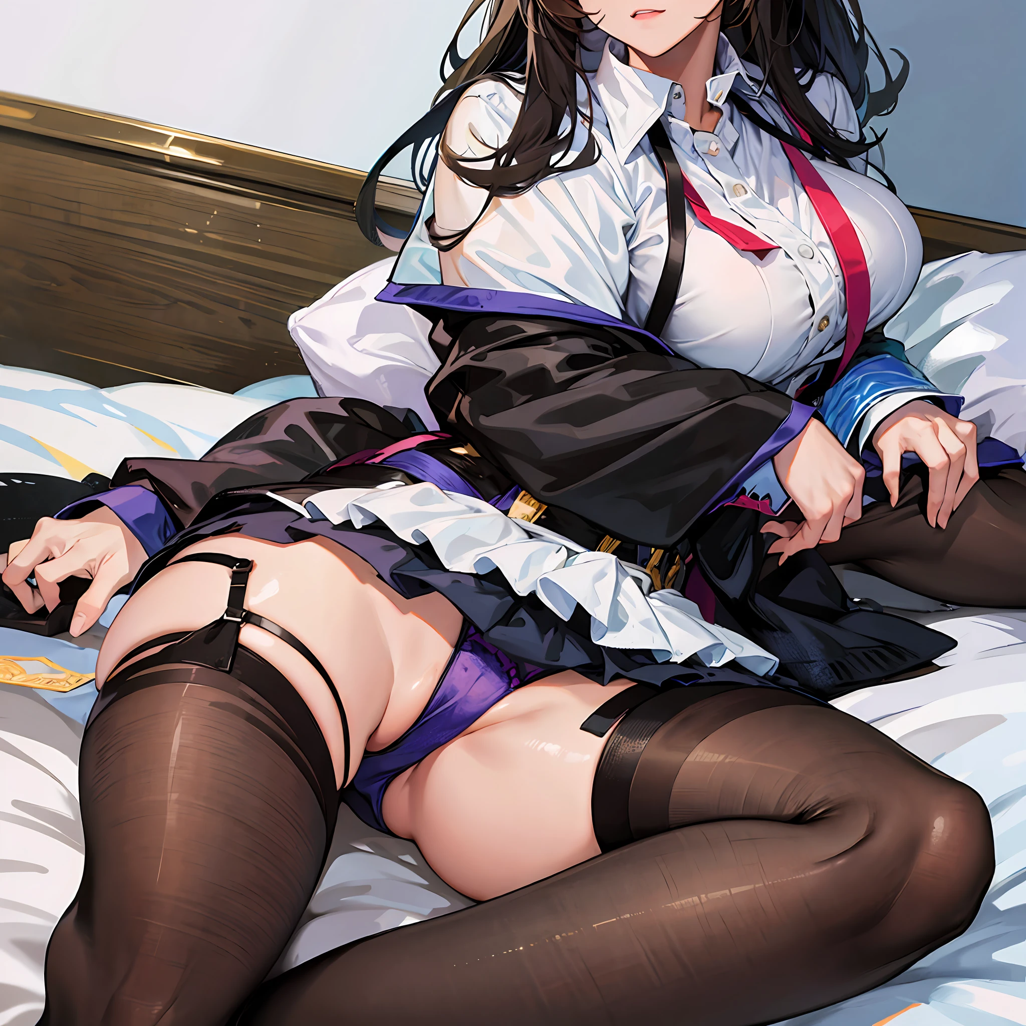 A girl, masturbating, bed, , big breasts, underwear