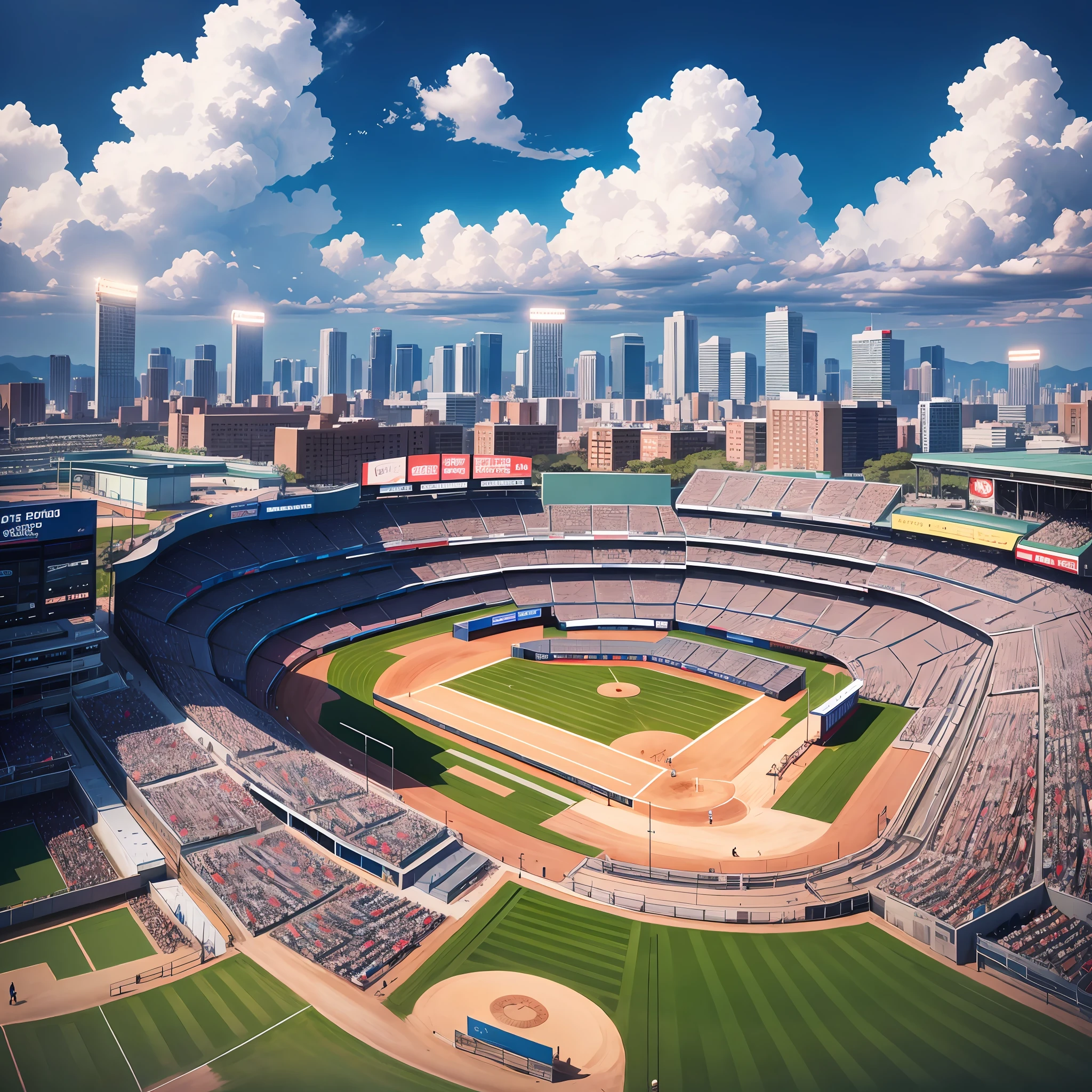 beautiful, baseball park, blue sky, future, --auto --s2