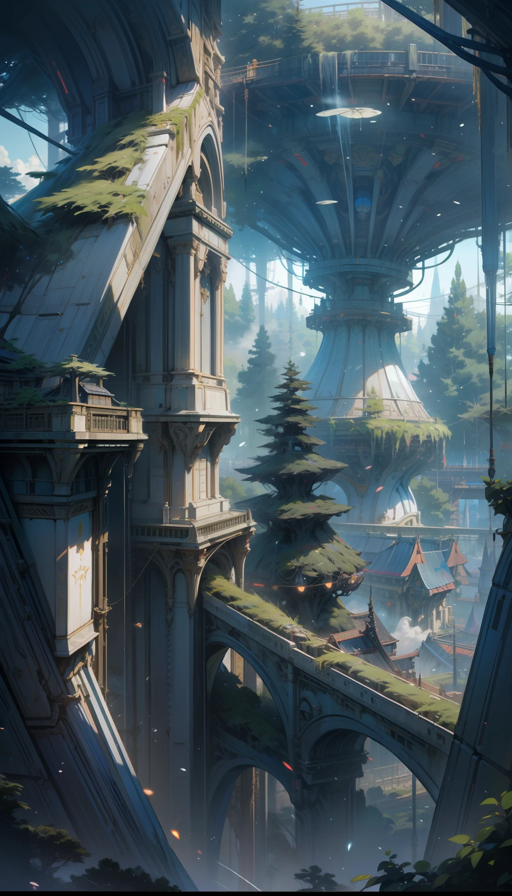 Sky, Clouds, holding_weapon, no_humans, Glow, giant_ trees , art, war_ mecha,artificial intelligence_Architecture, drones, "sky, cloud, glowing, big trees , Green house building, cybernetic _trees, tree_mech, sci-fi, cityscape, realistic, mechanical" Science Fiction, Cities, Rendered in Octane, hyper realistic, 8k, epic composition, cinematic, octane render, artstation landscape vista photography by Carr Clifton & Galen Rowell, 16K resolution, Landscape veduta photo by Dustin Lefevre & tdraw, 8k resolution, detailed landscape painting by Ivan Shishkin, DeviantArt, Flickr, rendered in Enscape, Miyazaki, Nausicaa Ghibli, Breath of The Wild,,trending in artstation, cgsociety, 8k post-processing highly detailed,Junji Murakami, Mucha Klimt, Sharandula, Hiroshi Yoshida, Tom Bagshaw, Ross Tran, Artgerm,Craig Mullins,dramatic,Junji Murakami, moody lighting rendered by octane engine,characters 8K symmetrical arstation, cape,cinematic lighting, intricate details, 8k detail post processing, hyperealistic, octane rend, Zdzisław Beksiński style, ar 2:3 Reality Reality --auto --s2