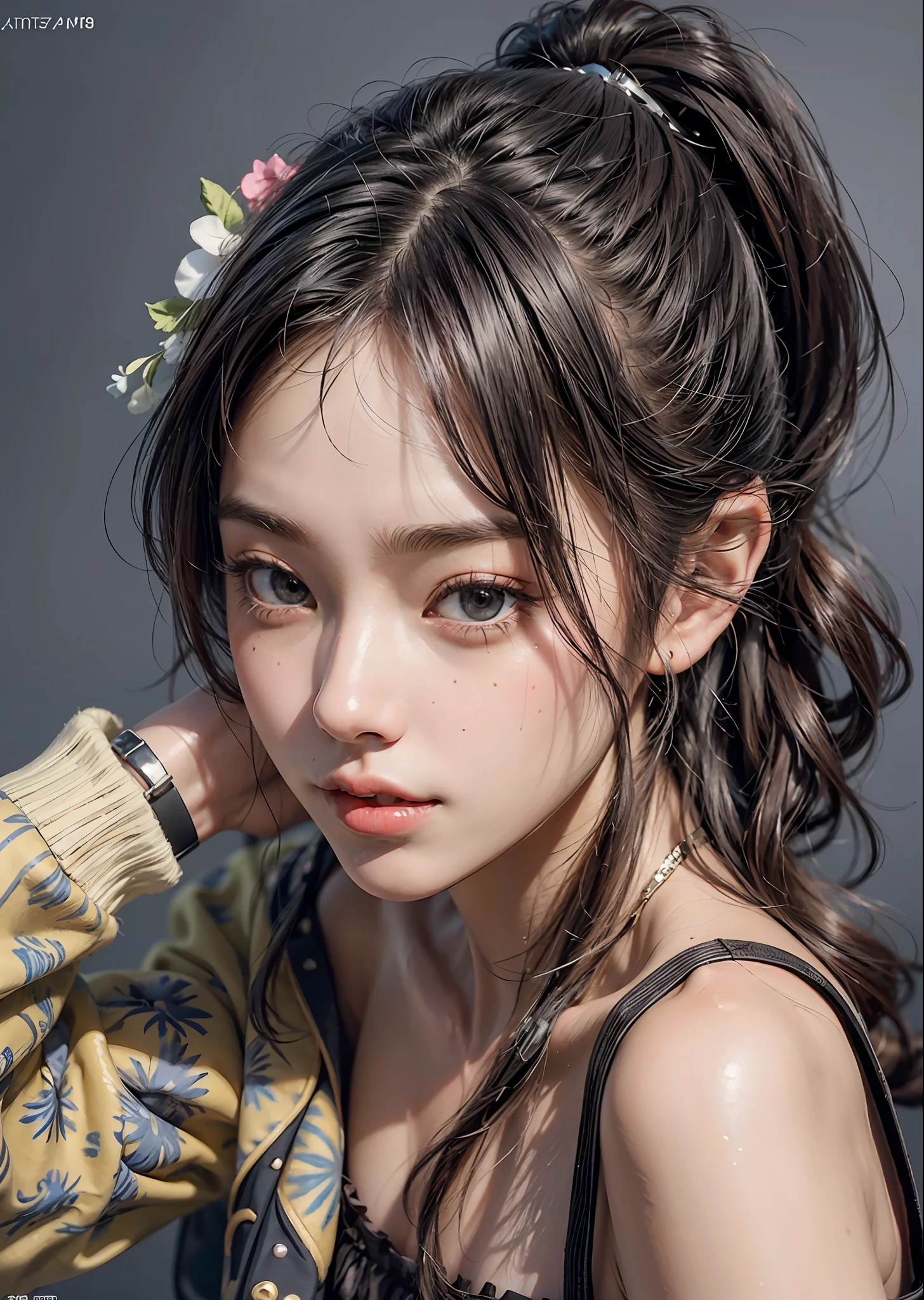 Masterpiece, best quality, (1girl), 18-year-old woman, cute adorable beautiful girl, (flat chest:1.3), petite, short black pigtails, porcelain skin, smile, happy, looking at viewer,
((downblouse)), dress,
sitting down in beautiful floral park, wariza, v arms, from above,
photorealistic, photo, photorealism, photorealistic digital art trending on Artstation 8k HD high definition detailed realistic, detailed, skin texture, hyper detailed, realistic skin texture, armature, best quality, ultra high res, photorealistic,, high resolution, detailed, raw photo,