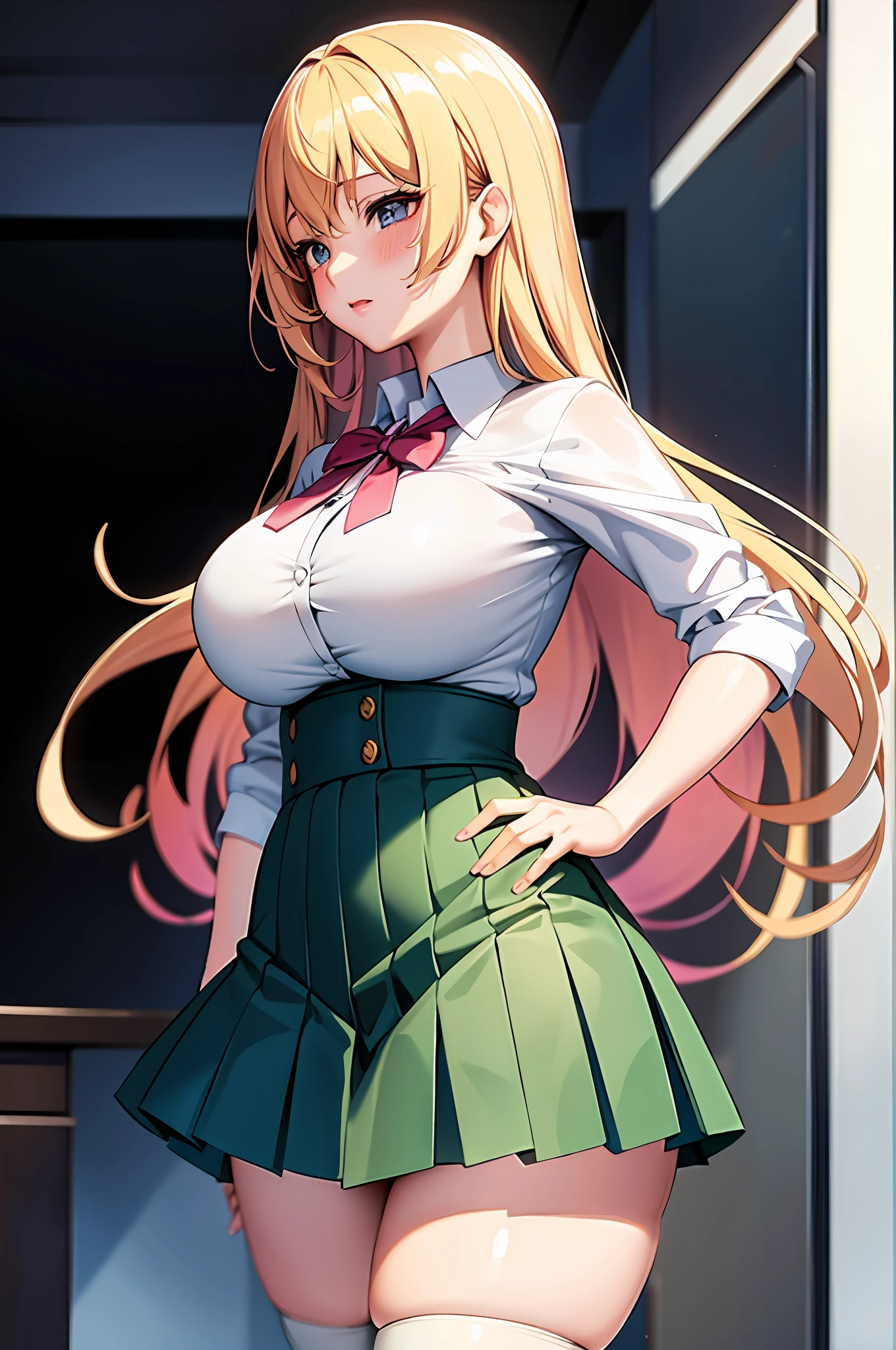 High school girl in white blouse and green checked skirt, green checked skirt, untied long black hair, pinched eyes, long eyelashes, well-styled and quite large breasts, white underwear with skirt flipped up, posing with large breasts for emphasis, naughty large breasts, naughty thighs, naughty Anime style, beautiful anime school girl, surrealistic school girl, surrealistic school girl, enchanting anime girl, realistic school girl, emphasized big breasts, naughty anime style, naughty thighs, naughty thighs, smooth anime CG art, surrealistic school girl, surrealistic school girl, Enchanting anime girl, realistic high school girl, smooth anime cg art, anime girl, beautiful anime high school girl, beautiful anime girl, beautiful charming anime teen, naughty anime style, photorealistic anime girl renderings