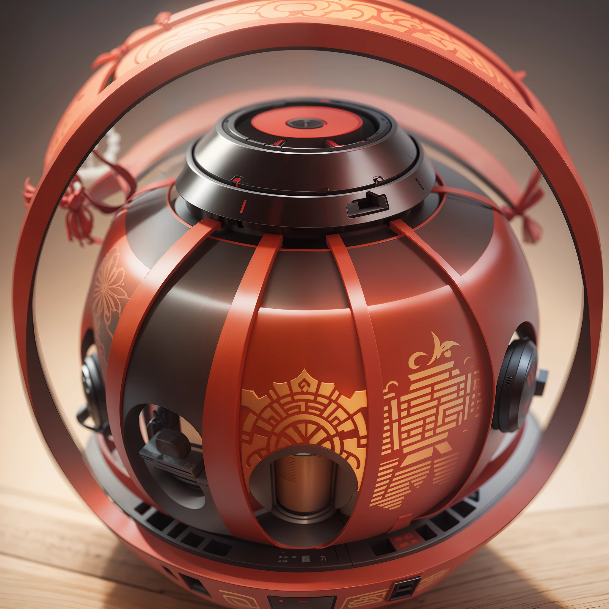 In the shape of a traditional Chinese lantern, draw a Bluetooth speaker