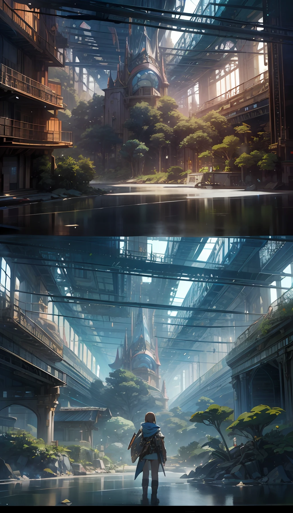 Sky, Clouds, holding_weapon, no_humans, Glow, giant_ trees , art, war_ mecha,artificial intelligence_Architecture, drones, "sky, cloud, glowing, big trees , Green house building, cybernetic _trees, tree_mech, sci-fi, cityscape, realistic, mechanical" Science Fiction, Cities, Rendered in Octane, hyper realistic, 8k, epic composition, cinematic, octane render, artstation landscape vista photography by Carr Clifton & Galen Rowell, 16K resolution, Landscape veduta photo by Dustin Lefevre & tdraw, 8k resolution, detailed landscape painting by Ivan Shishkin, DeviantArt, Flickr, rendered in Enscape, Miyazaki, Nausicaa Ghibli, Breath of The Wild,,trending in artstation, cgsociety, 8k post-processing highly detailed,Junji Murakami, Mucha Klimt, Sharandula, Hiroshi Yoshida, Tom Bagshaw, Ross Tran, Artgerm,Craig Mullins,dramatic,Junji Murakami, moody lighting rendered by octane engine,characters 8K symmetrical arstation, cape,cinematic lighting, intricate details, 8k detail post processing, hyperealistic, octane rend, Zdzisław Beksiński style, ar 2:3 Reality Reality --auto --s2