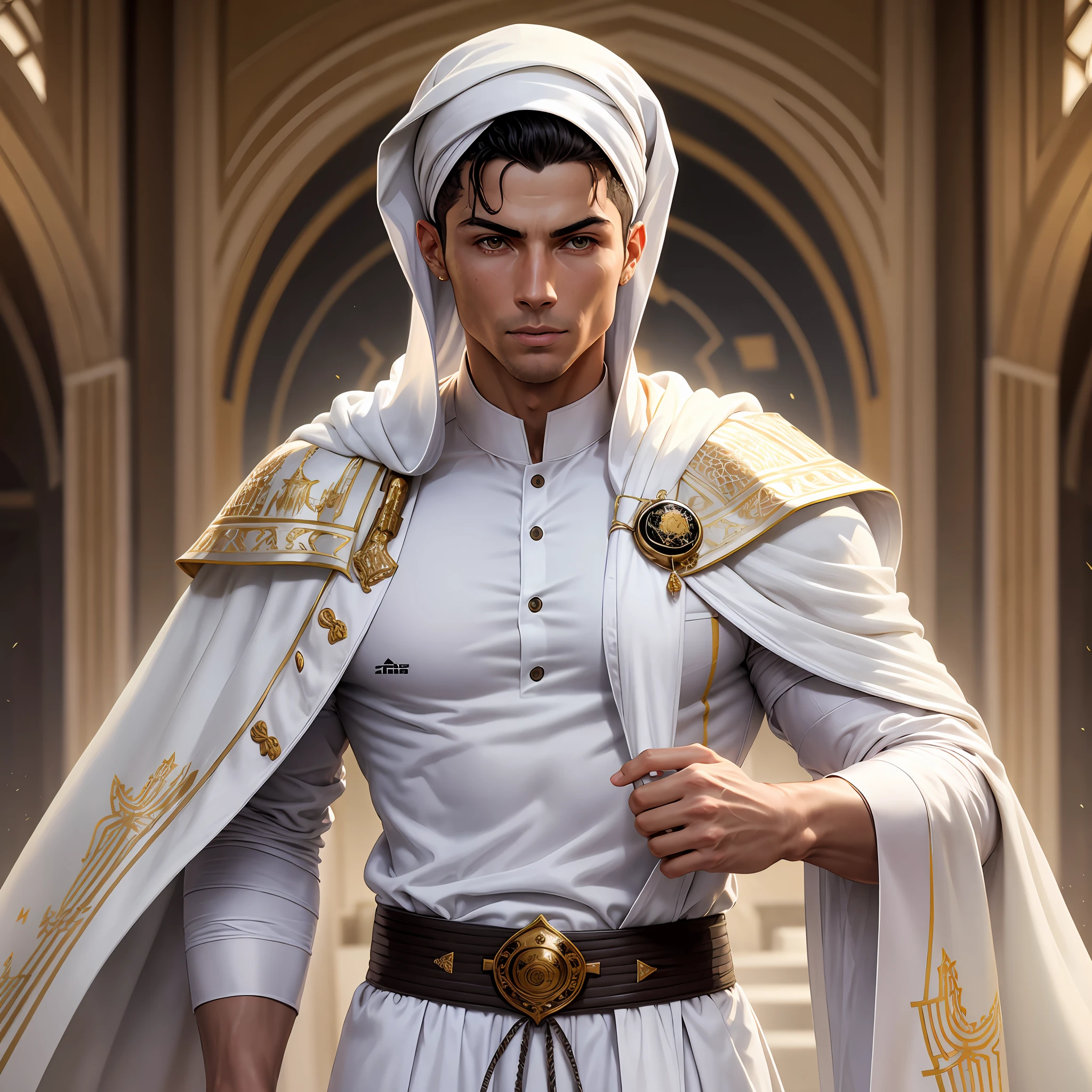 Cristiano Ronaldo use thawb robe (thawb) White ,kefiyyeh --auto --s2
