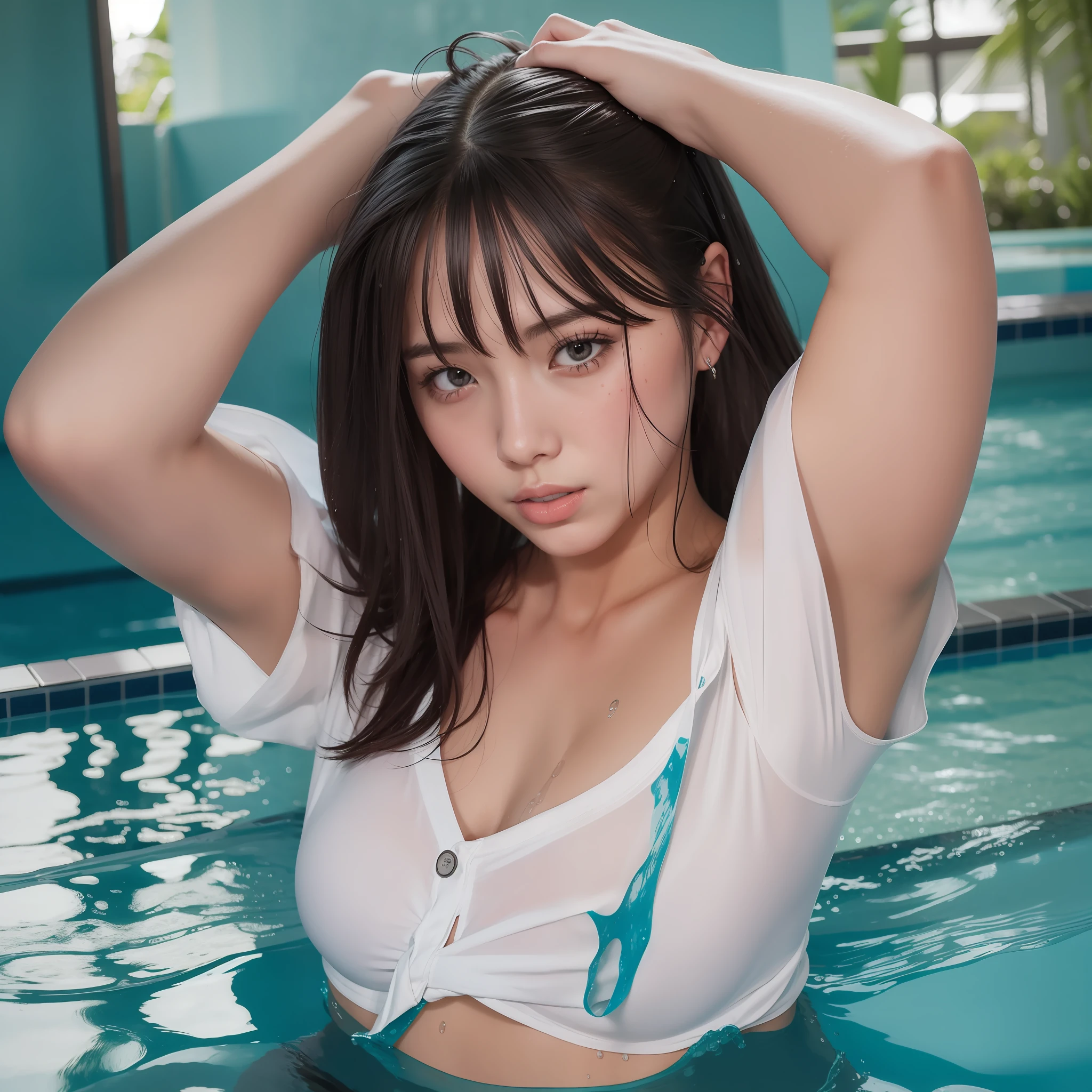 Pool Wet shirt Long hair