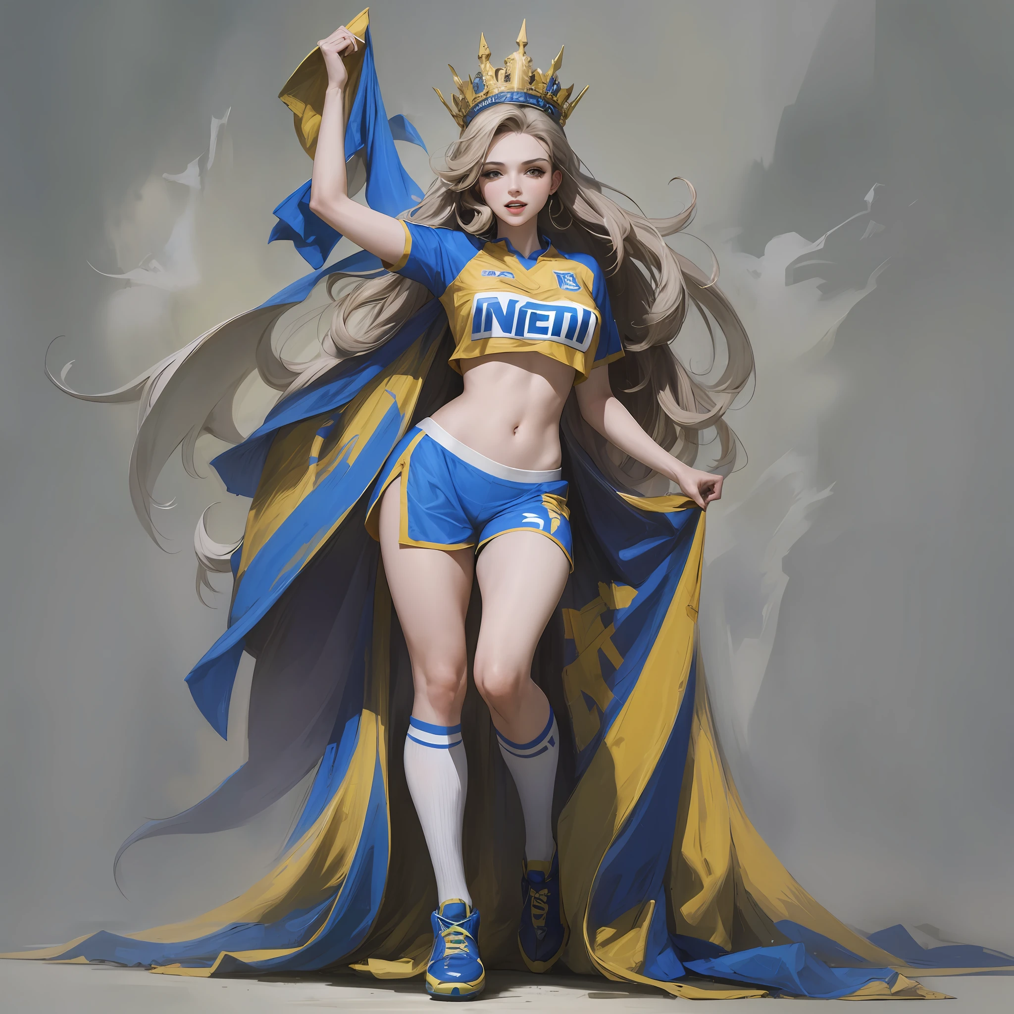 woman, beautiful, wearing football team jersey, Internazionale, happy, celebrating, full body, masterpiece, 8k --auto --s2