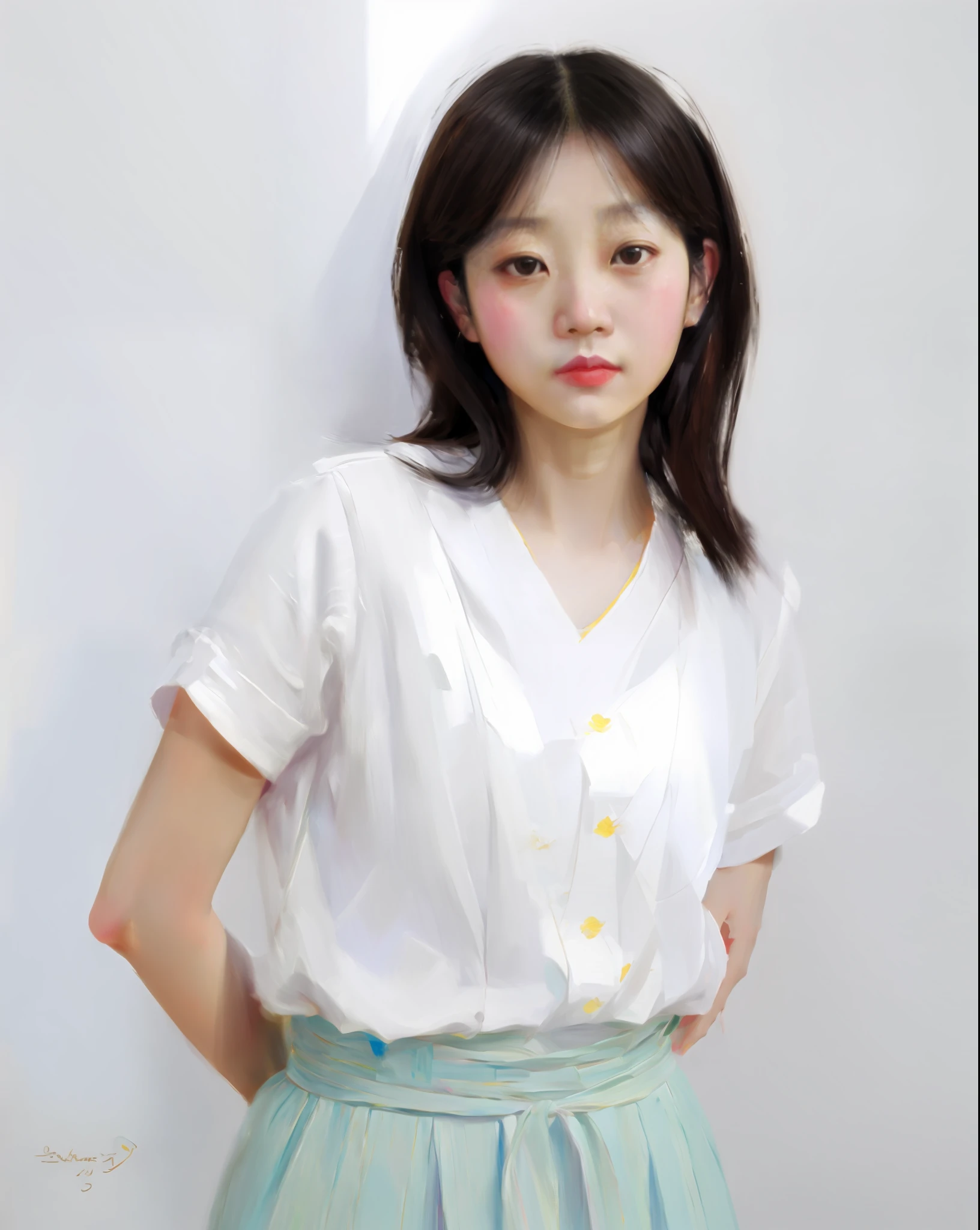 beauty, oil painting, sargent, masterpiece, the best, bright color, big eyes, Asian,