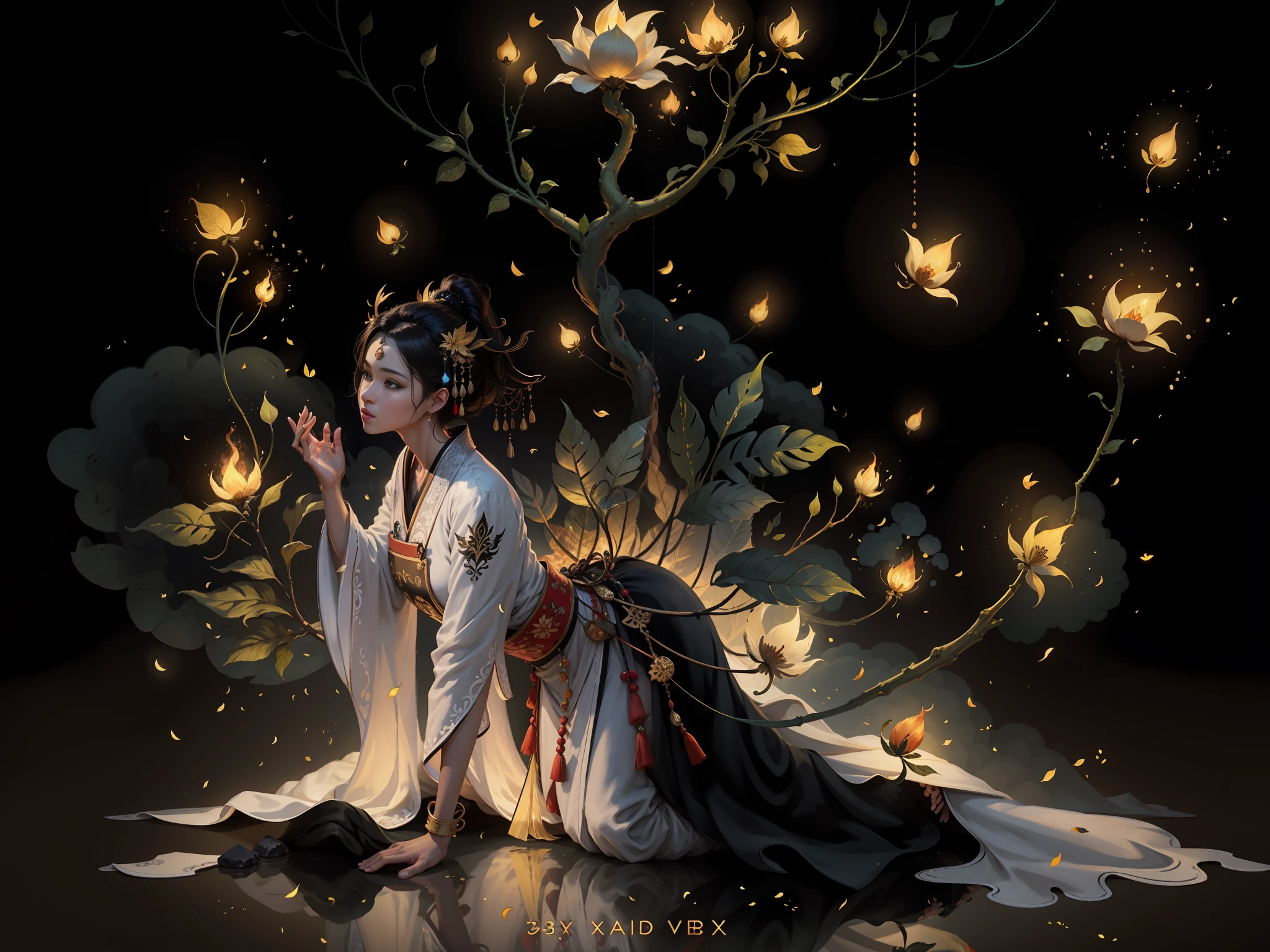 Masterpiece, best quality, a beautiful woman, ancient Chinese imperial robe, majestic domineering, curvaceous figure, phoenix eyes, phoenix feathers, sunshine, clear face, masterpiece, super detail, movie composition, ultra hd, high quality, extremely detailed, official art, uniform 8k wallpaper, super detail, (very detailed CG unity 8k wallpaper), (best quality), (best illustration), (best shadow), UI interface border design with natural elements forest theme. Avatar frame designed as round, surrounded by delicate leaves and branches, with fireflies and glowing particle effects, (UI interface box design), (natural elements), (jungle theme), (square), (leaves), (branches), (fireflies), butterflies, (delicate leaves), (glow), (particle effects), isometric 3D, Octane rendering, ray tracing, super detailed