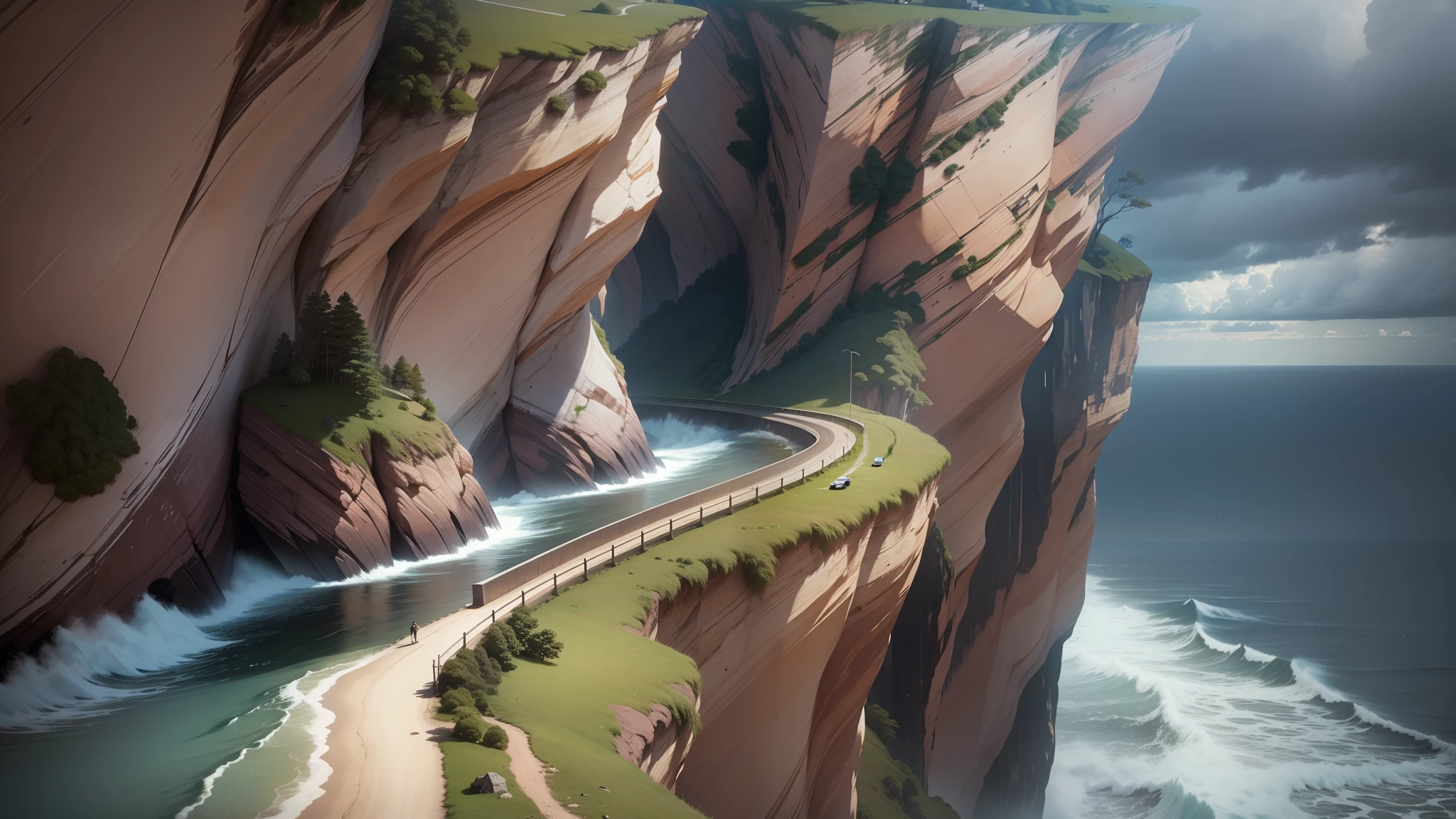 my future had run out of road at the edge of a cliff, cinematic , stormy, --auto --s2