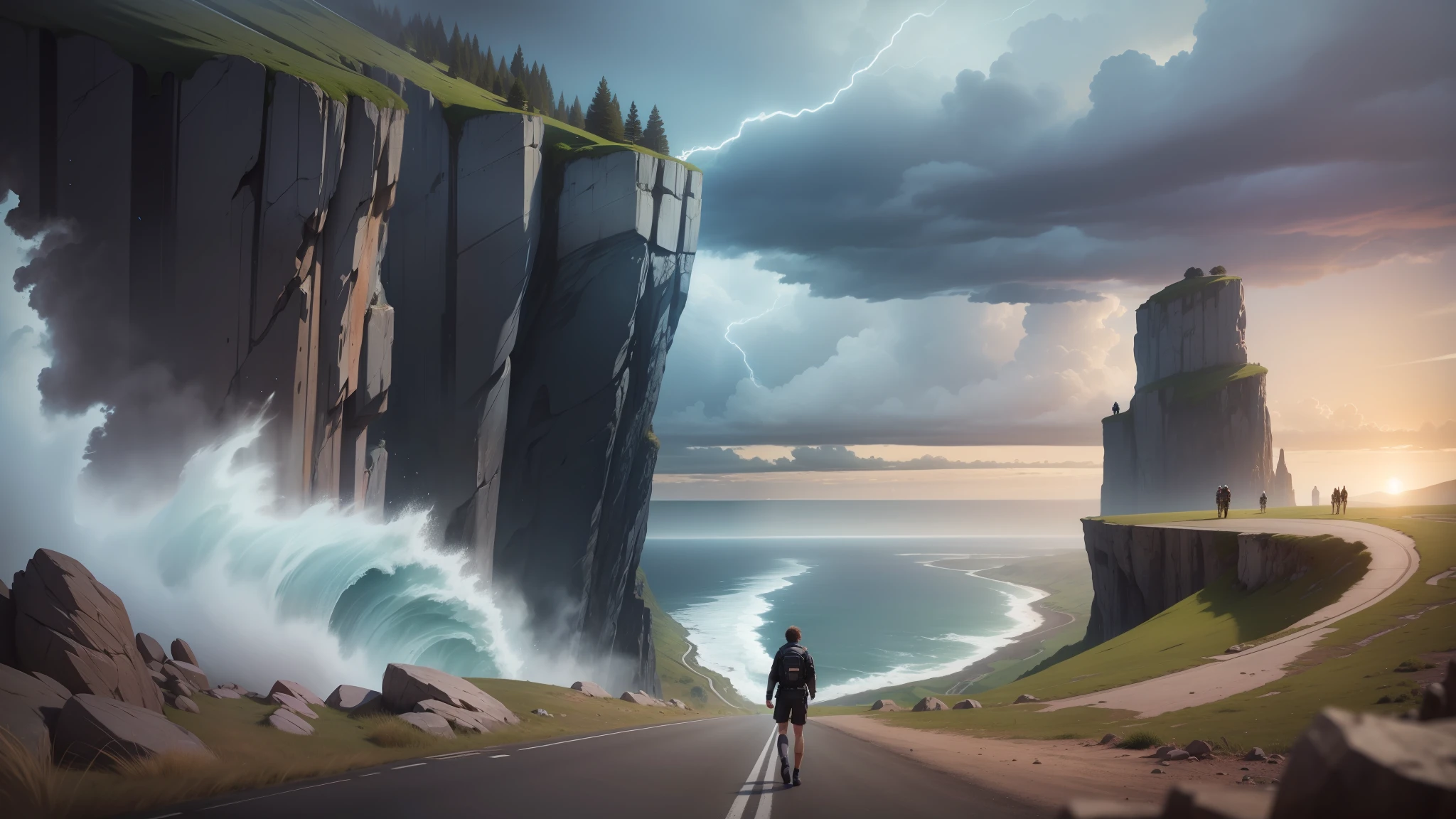 my future had run out of road at the edge of a cliff, cinematic , stormy, --auto --s2