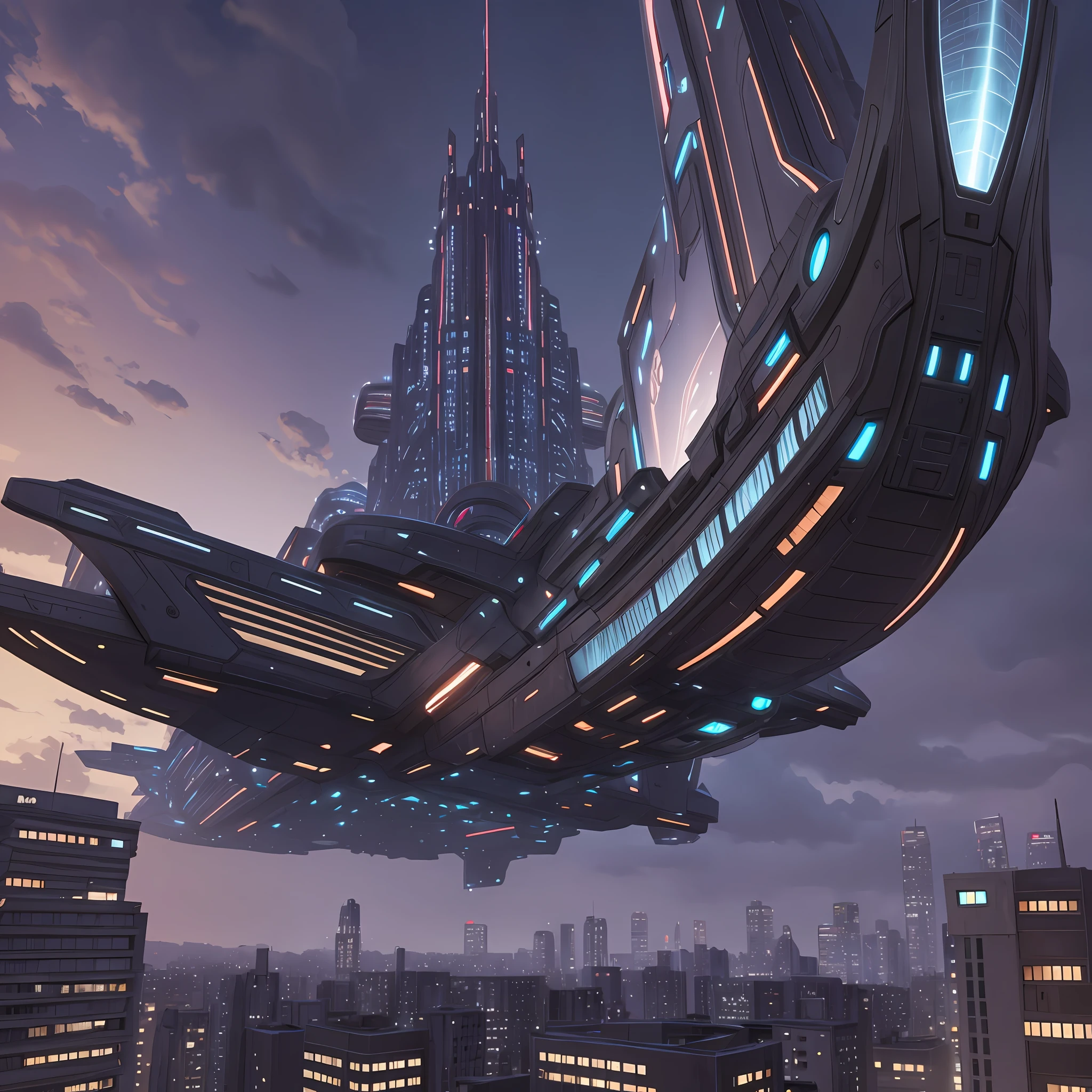 gloomy sky, supership, overlooking, hd, sci-fi, oppressive