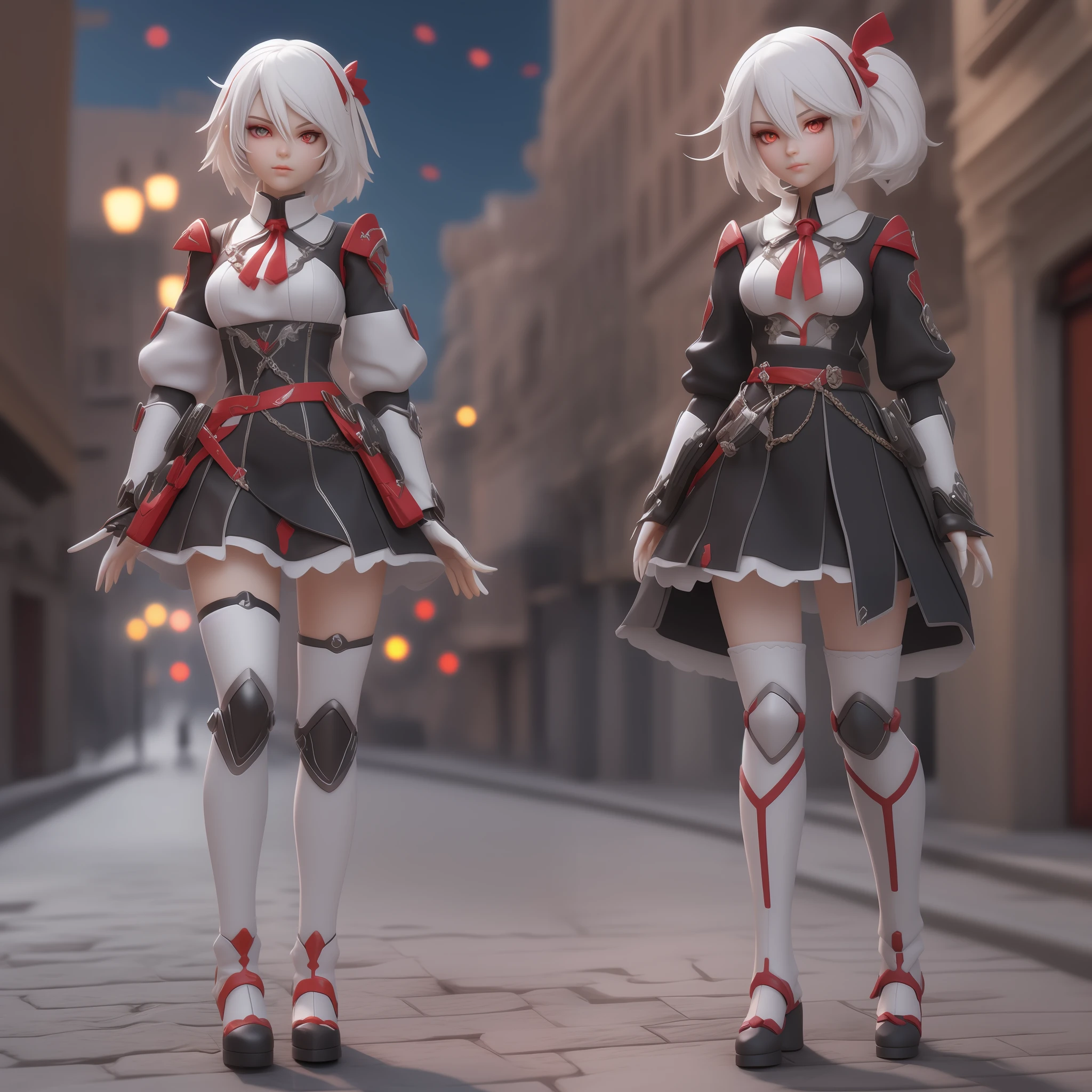 3d doll, white hair, red eyes, 3d character, 3d character, cute doll, beautiful 3d doll, 3d, 1 boneca