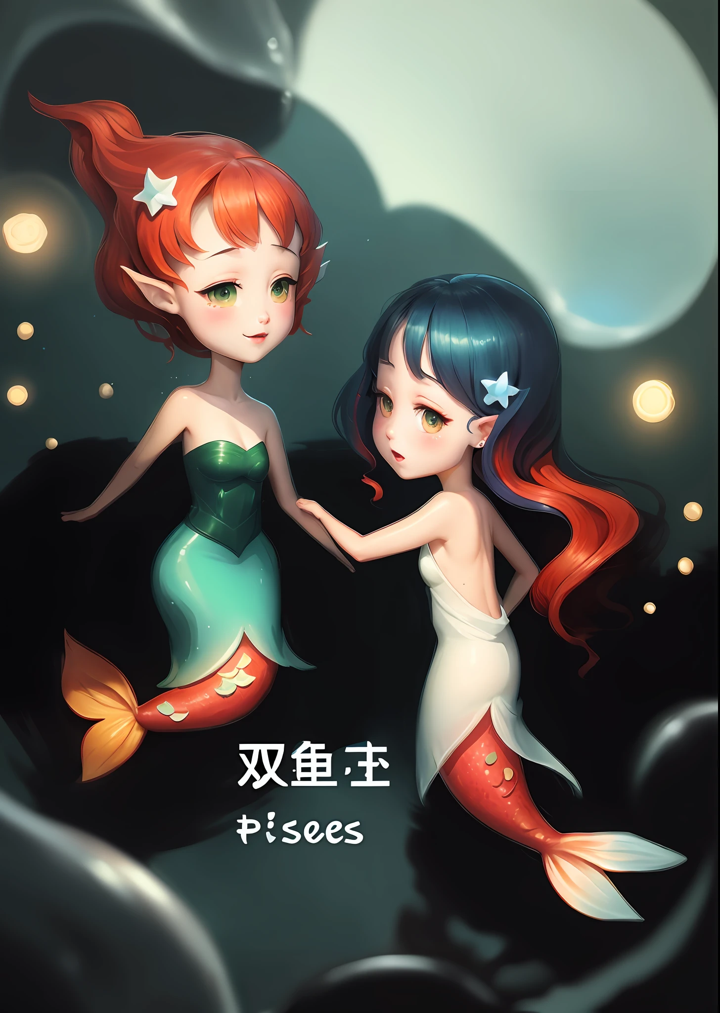 Two mermaids holding hands in bubbling water, Pisces,: Qu Lei Lei, popular in pixiv, mermaid, pixiv, official fanwork, popular in pixiv, pixiv pop ❤🔥🍄🌪, avatar