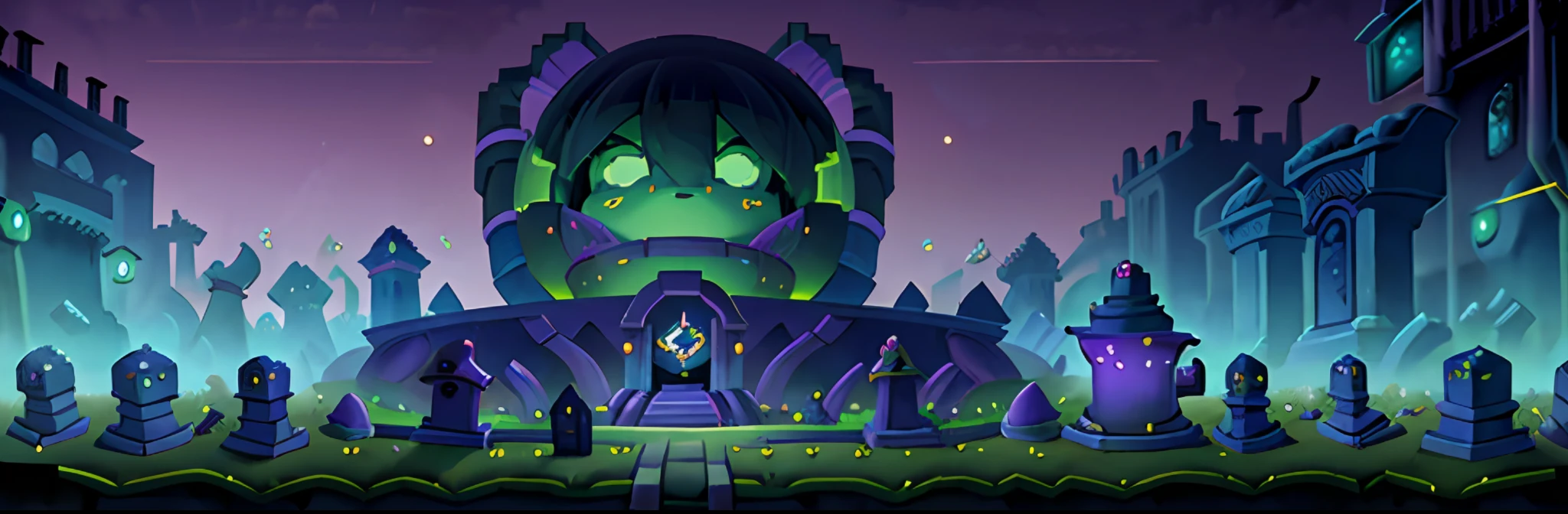 16-bit pixel graphics, gloomy atmosphere, night, masterpiece, best quality, ultra-detailed, isometric, sorceresses brew a potion in a huge cauldron, against the background of graveyard (cemetery), flying ghosts (flying ghosts).