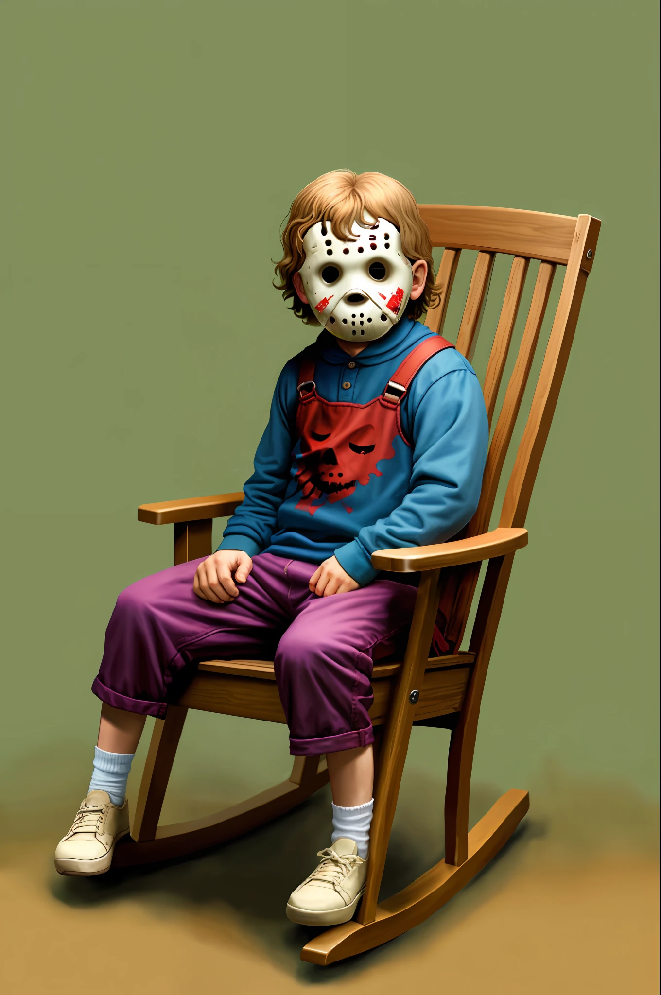 Character Jason voorhees, , sitting in a rocking chair