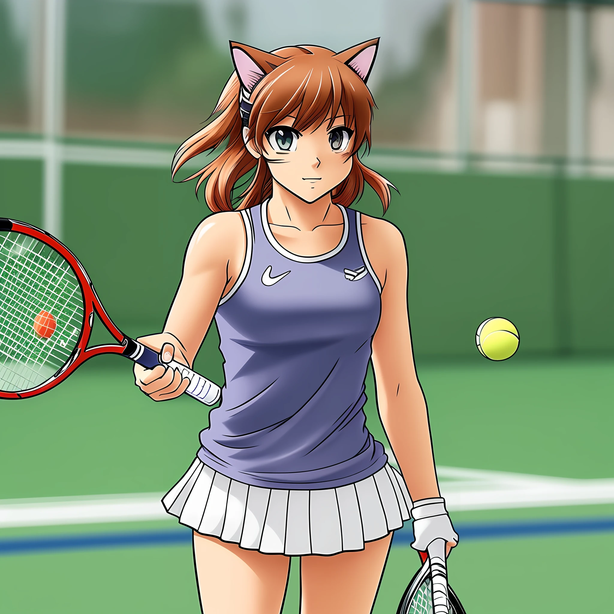 Please change to a cat that is playing tennis, and draw it in anime style, which is very cool --auto --s2