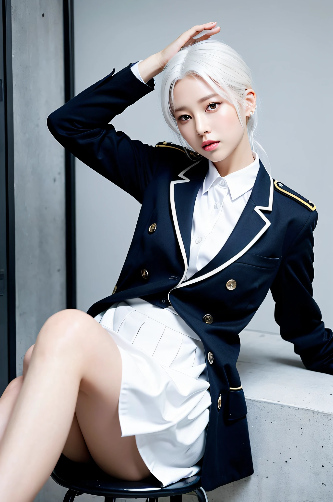 jk uniform, white hair