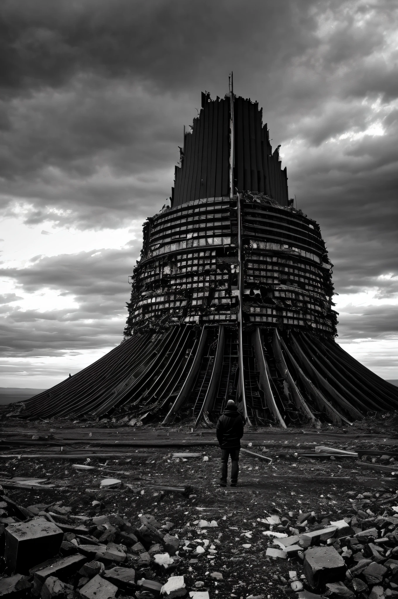 the collapse of the world, the collapse of illusions and hopes, black tones