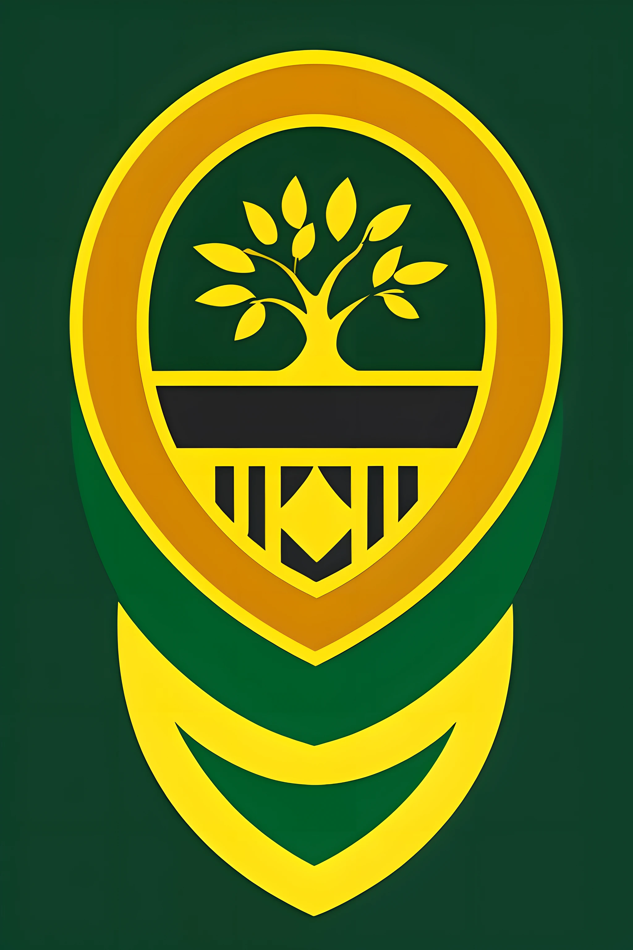 Create a shield for a football team with the following characteristics:

Team name : Amapá Atlético Clube.

Colors: Dark green and gold-yellow

Shield:
The shield can be designed to represent the culture and exuberant nature of Amapá. Here's a suggestion:

- The shield can be divided into four parts, with a horizontal line in the center. The upper part may be dark green, representing the Amazon forests that cover much of the state. The lower part can be golden-yellow, symbolizing the natural wealth and solar energy of the region.
- On the left side of the shield, a stylized drawing of a typical Amazon tree, such as the kapok, can be included, highlighting the importance of environmental preservation.
- On the right side, a drawing of a soccer ball can be included, emphasizing the passion for the sport.
- In the center of the shield, the name of the team "Amapá Atlético clube" can be placed in stylized letters.