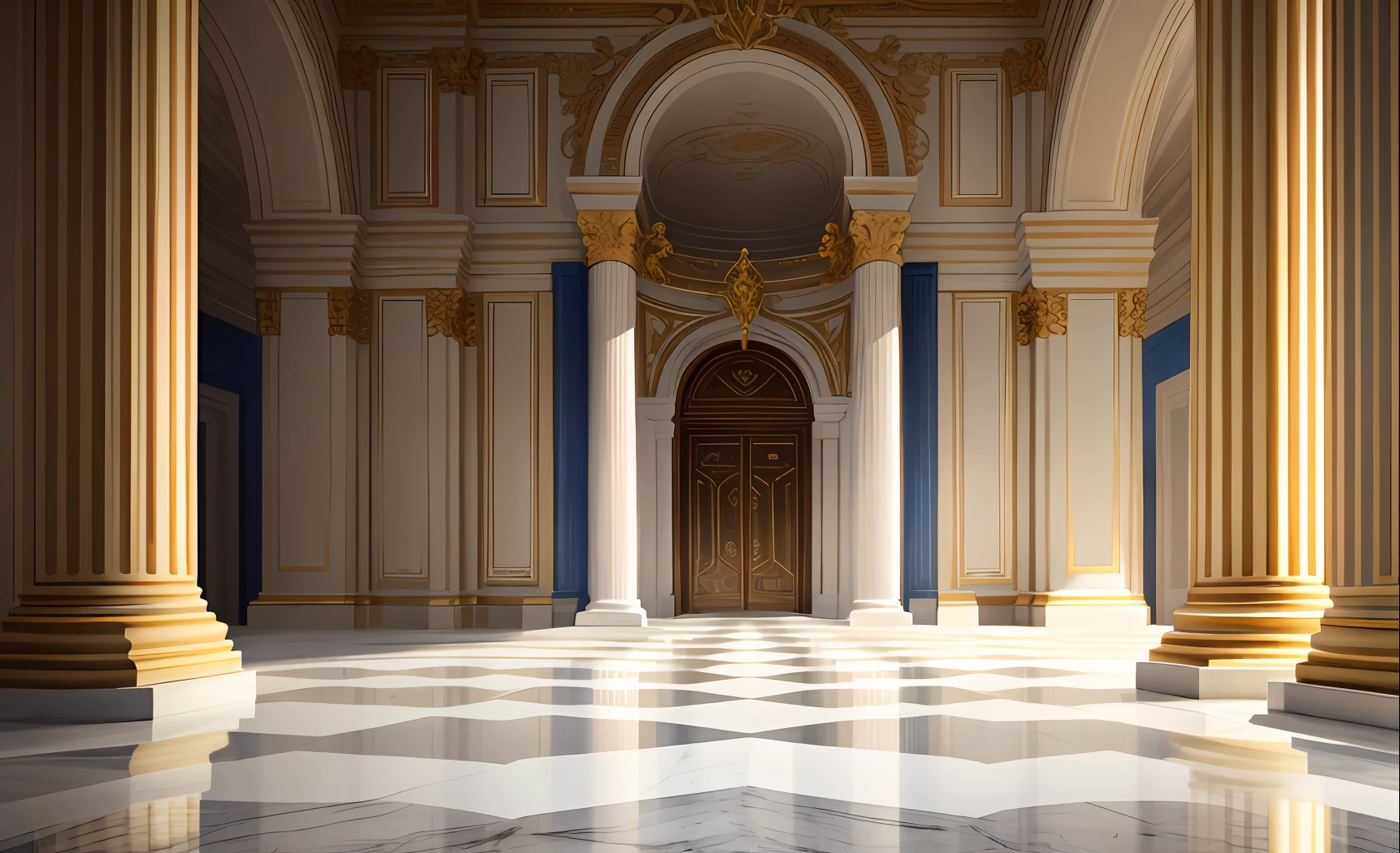 Interior of a Palace with marble floor, marble aesthetic, white marble, shiny floor, marble floors, red padded, Greek Roman Columns, royal aesthetic, Golden details, Gold ((masterpiece)), color photograph, (sharp focus:1.2), extremely detailed, intricate, dramatic lighting, moody and melancholic atmosphere, sony a7 IV film stock photograph 4 kodak portra 400 camera f1.6 lens rich colors hyper realistic lifelike texture, best quality dramatic lighting cinestill 800, deep shadow, photo, Highly detailed, wide angle lens, depth of field, bokeh, 4K, HDR, absurdres, hyperrealistic, photorealistic, 1980s.